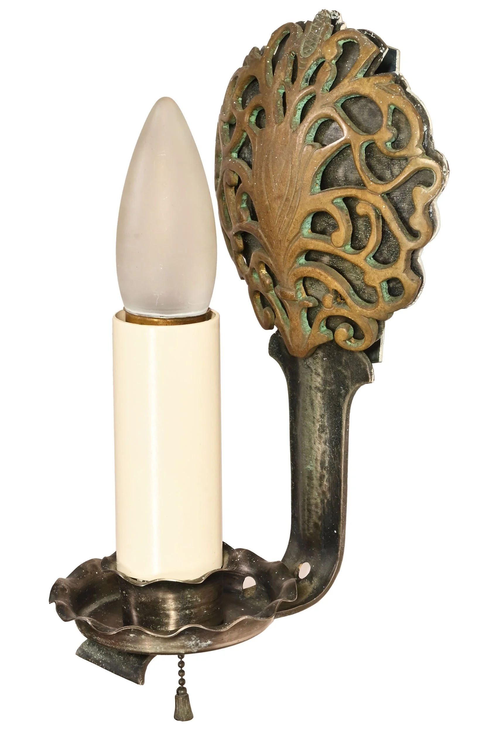 27245 cast brass and iron single candle tudor sconce pair 3.jpg