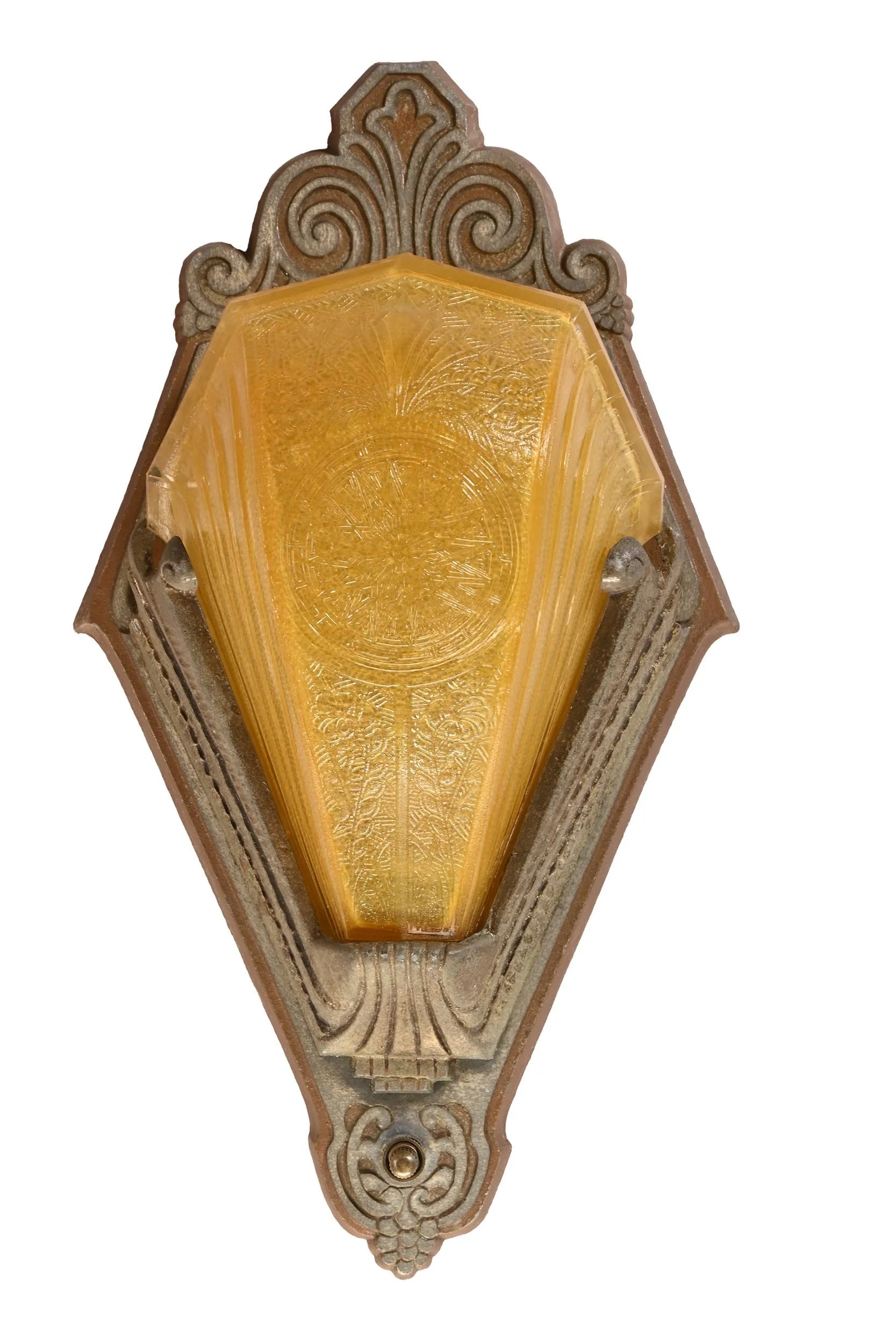 46707 riddle goldenrod glass slip shade sconce pair 2.jpg
