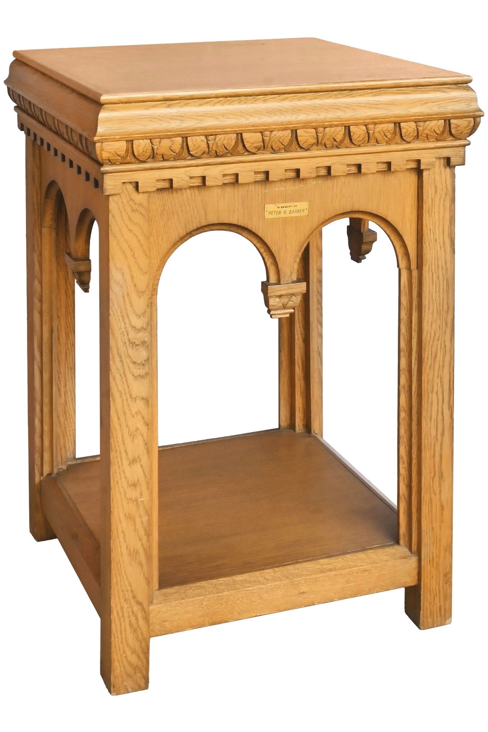 gothic carved golden oak side table