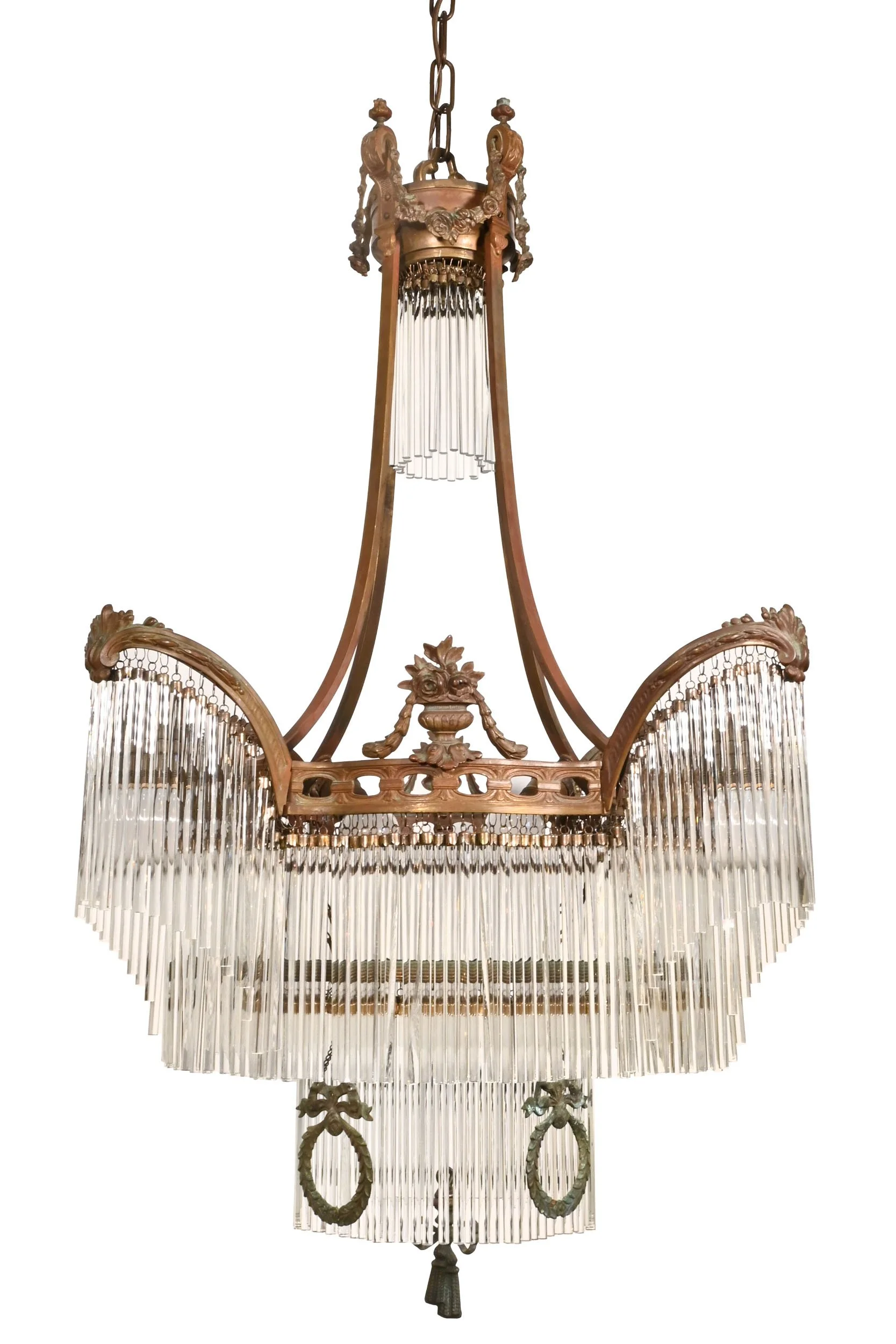 27000 verdigris cast bronze layered pencil prism chandelier 1.jpg