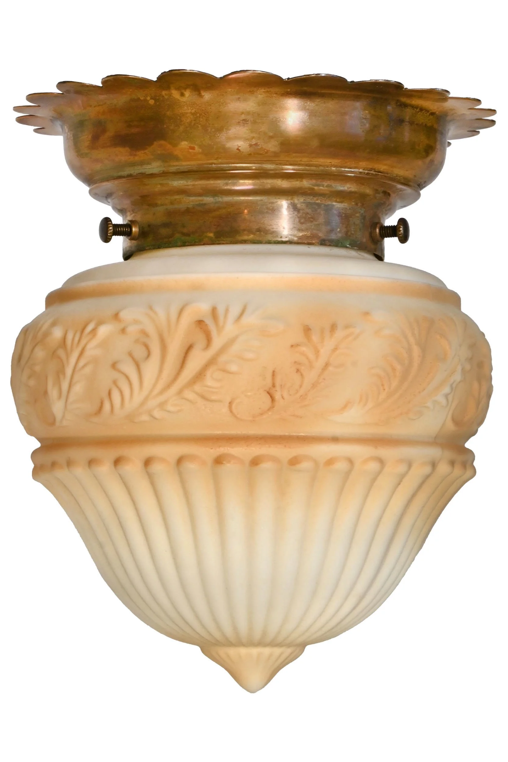 27113 scalloped brass flushmount with amber and white ombre shade 1.jpg