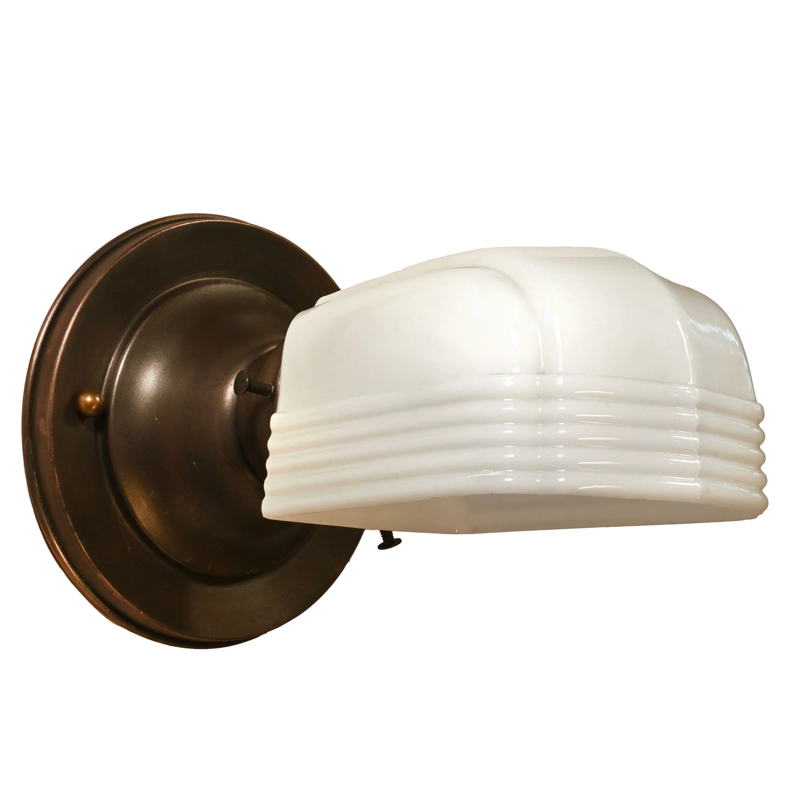 61198 antique brass sconce pair with white deco scoop shades 3.jpg