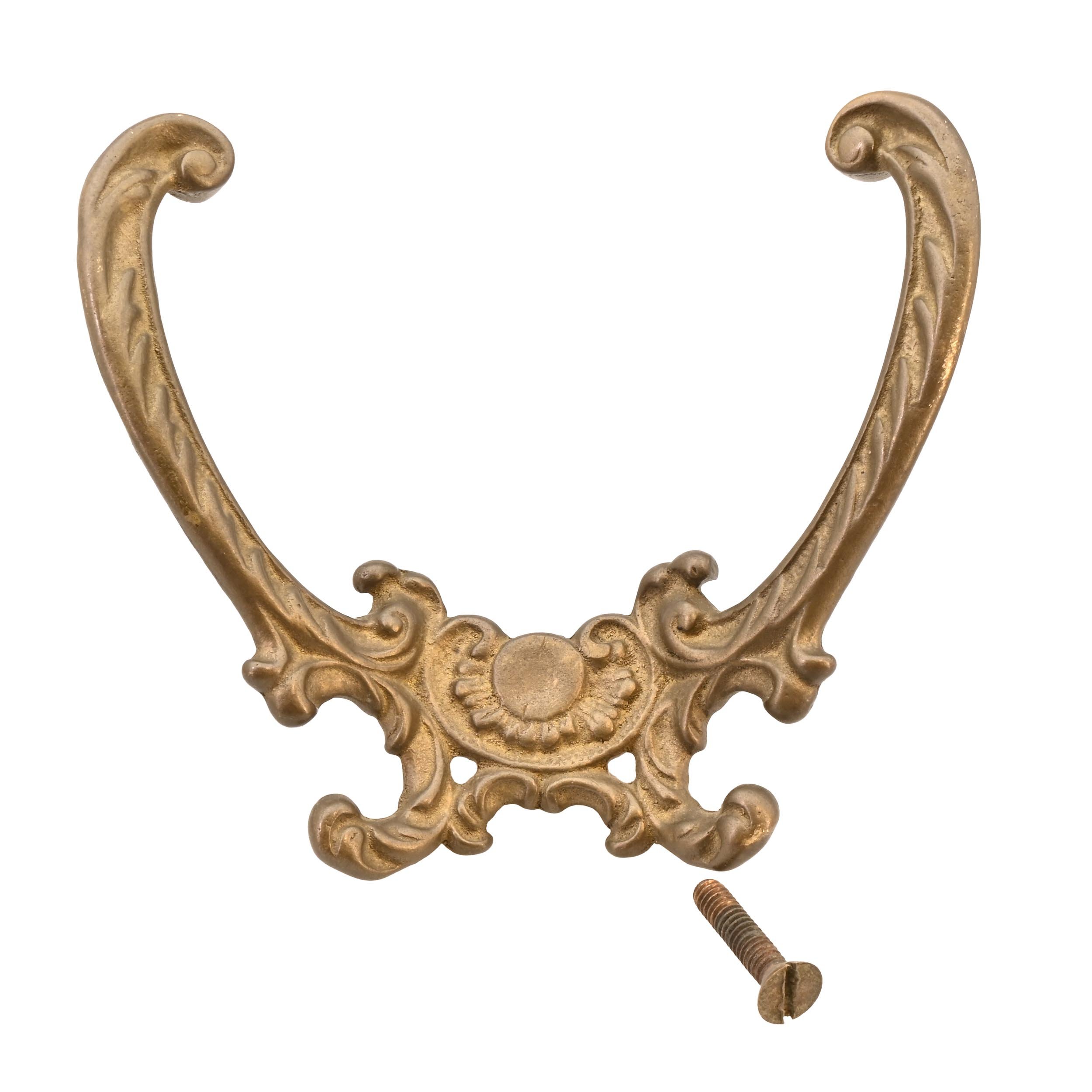 victorian  cast brass two arm hat and cloak hall tree hooks