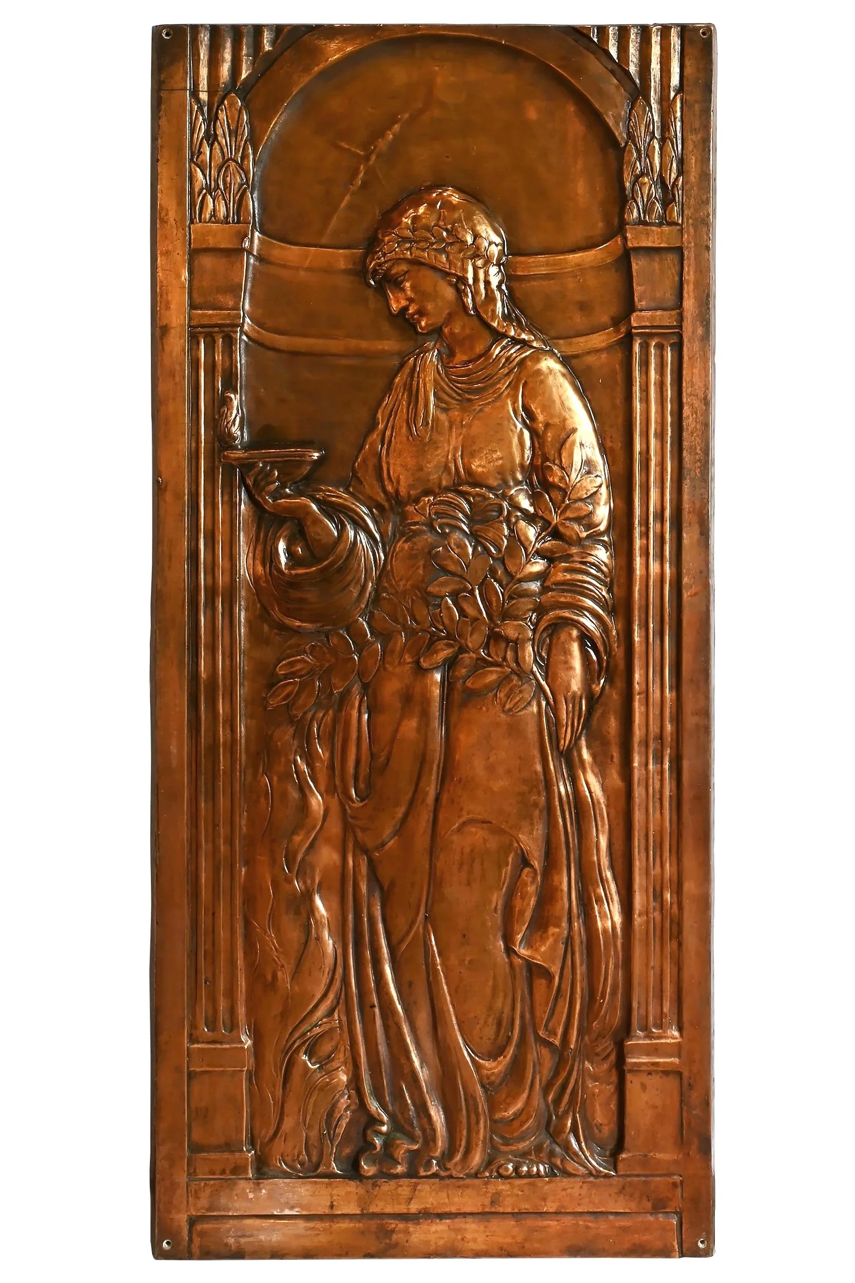 27788+art+nouveau+brass+plated+embossed+panel+with+grecian+woman+1.jpg