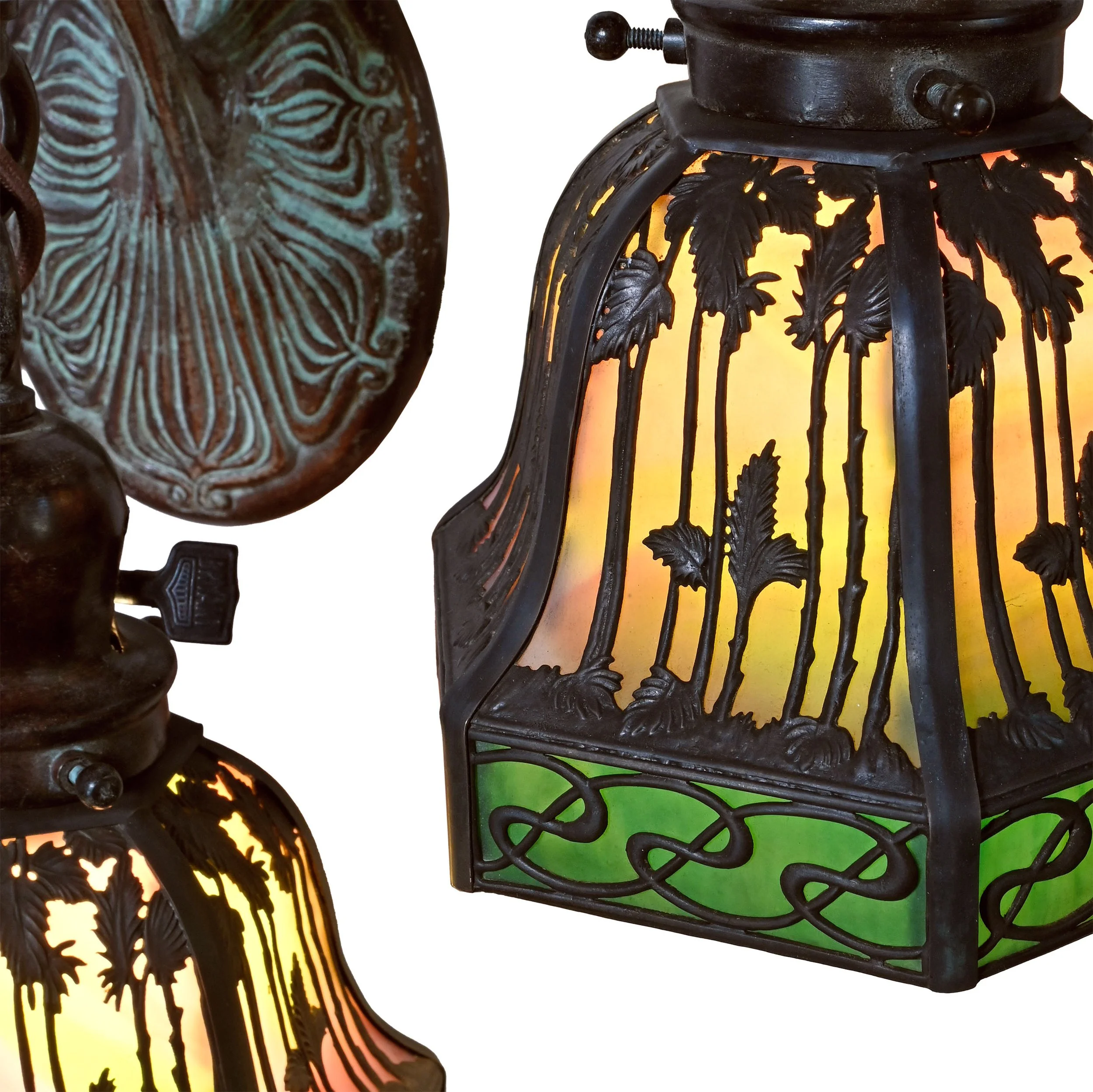 27217 handel nouveau slag glass palm sconces with fixture 5.jpg