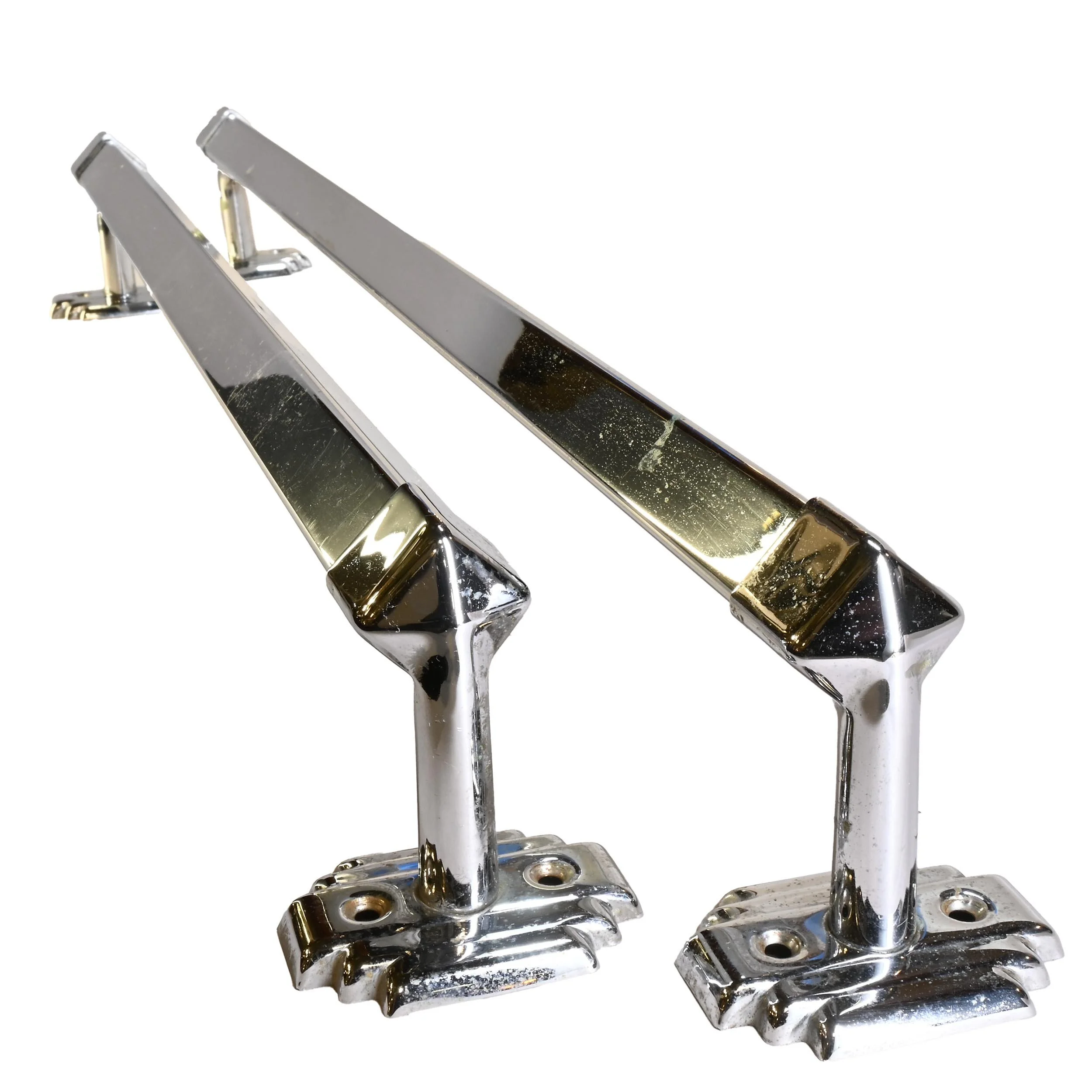 21 inch and 24 inch midcentury chrome square towel bars