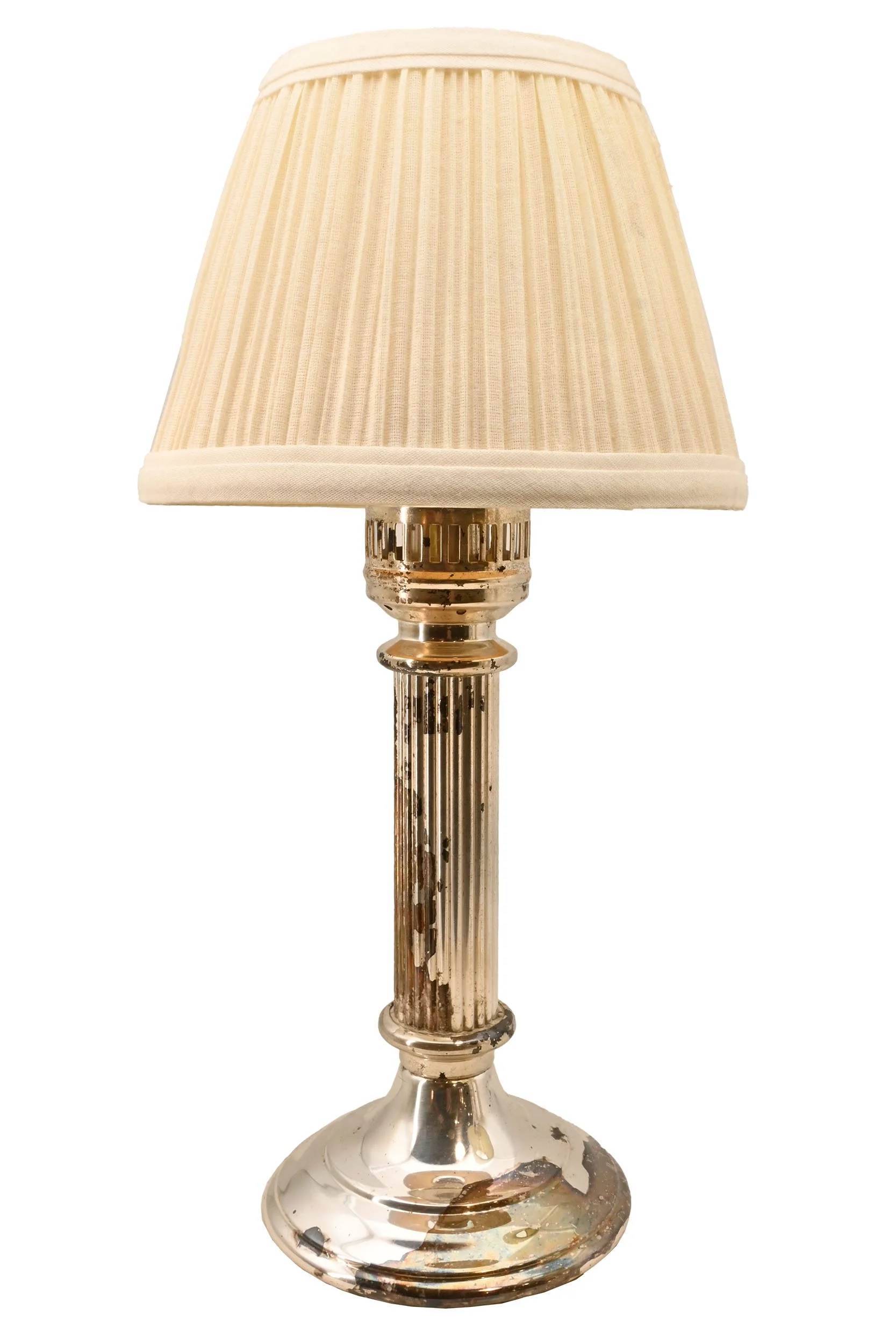 27213A not wired single light silver candlestick lamp with chimney shade 1.jpg