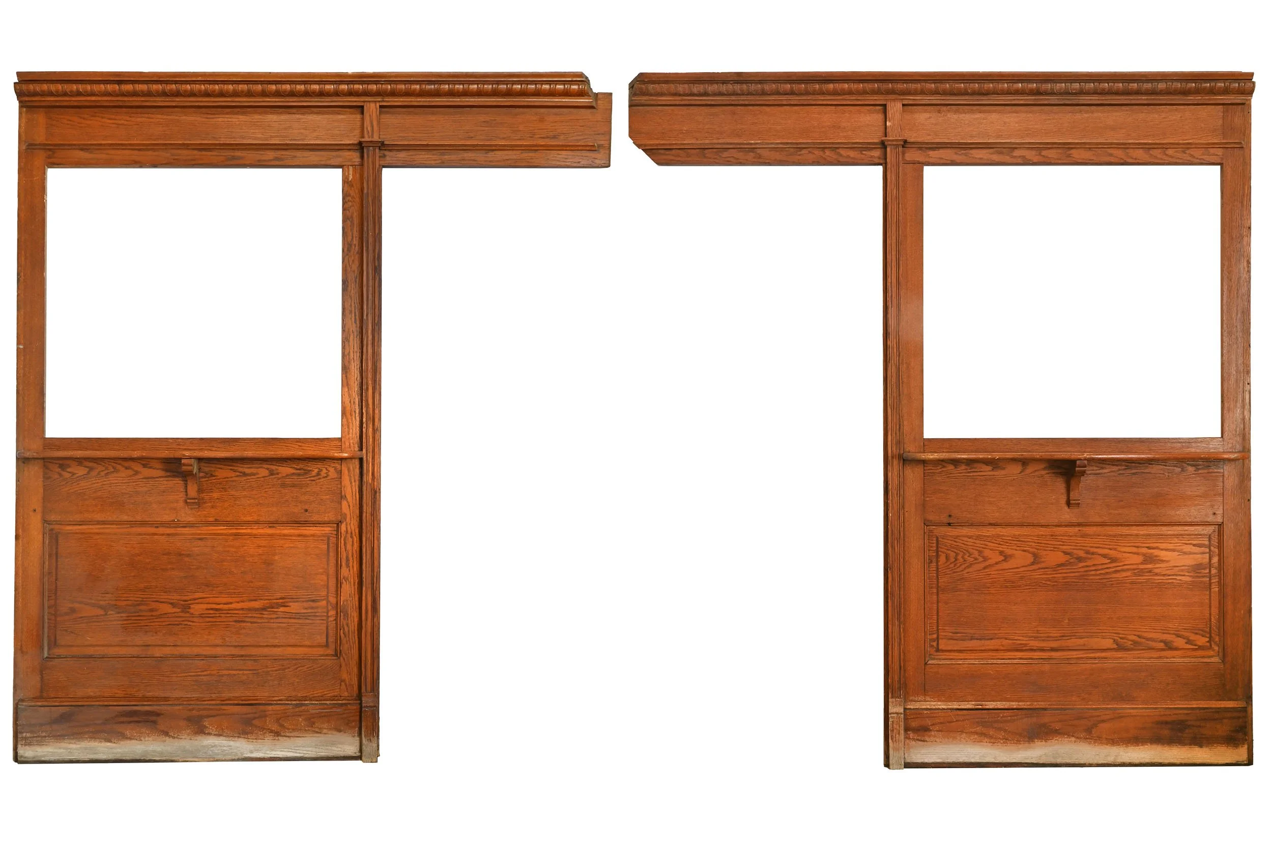 right and left oak drugstore partition panels