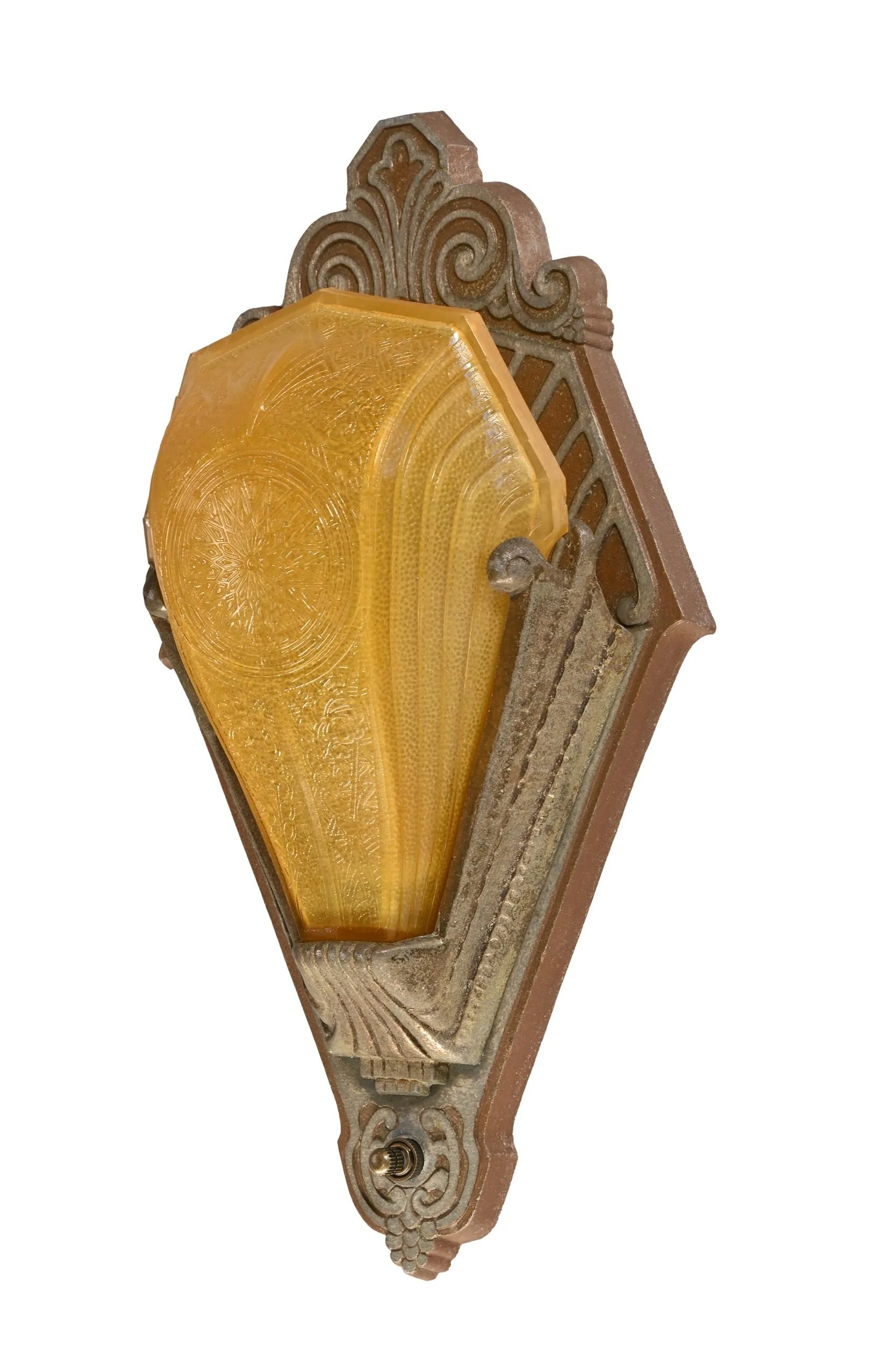 46707 riddle goldenrod glass slip shade sconce pair 1.jpg