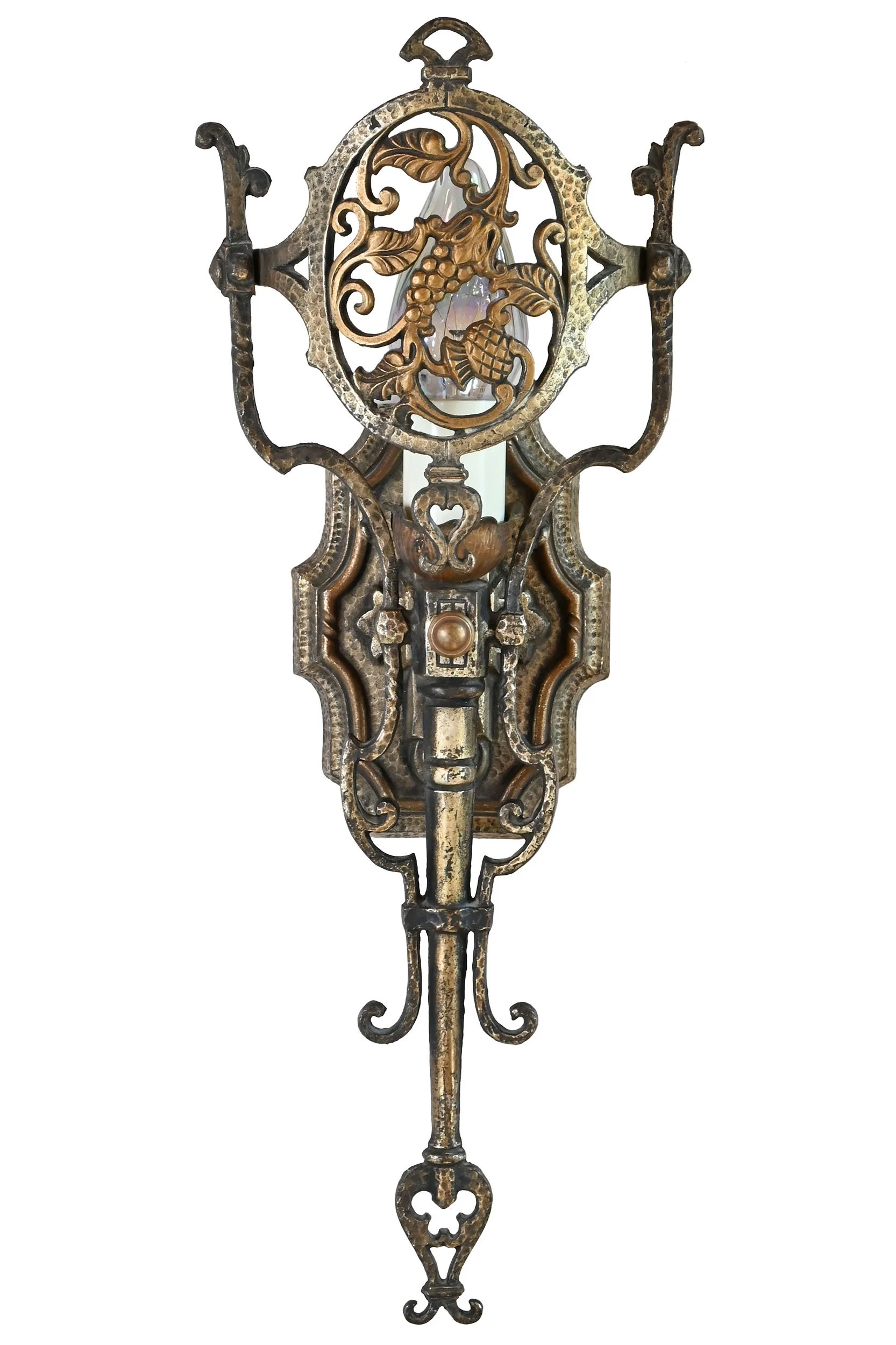 27793 lincoln mfg hammered brass sconce with grape design 1.jpg