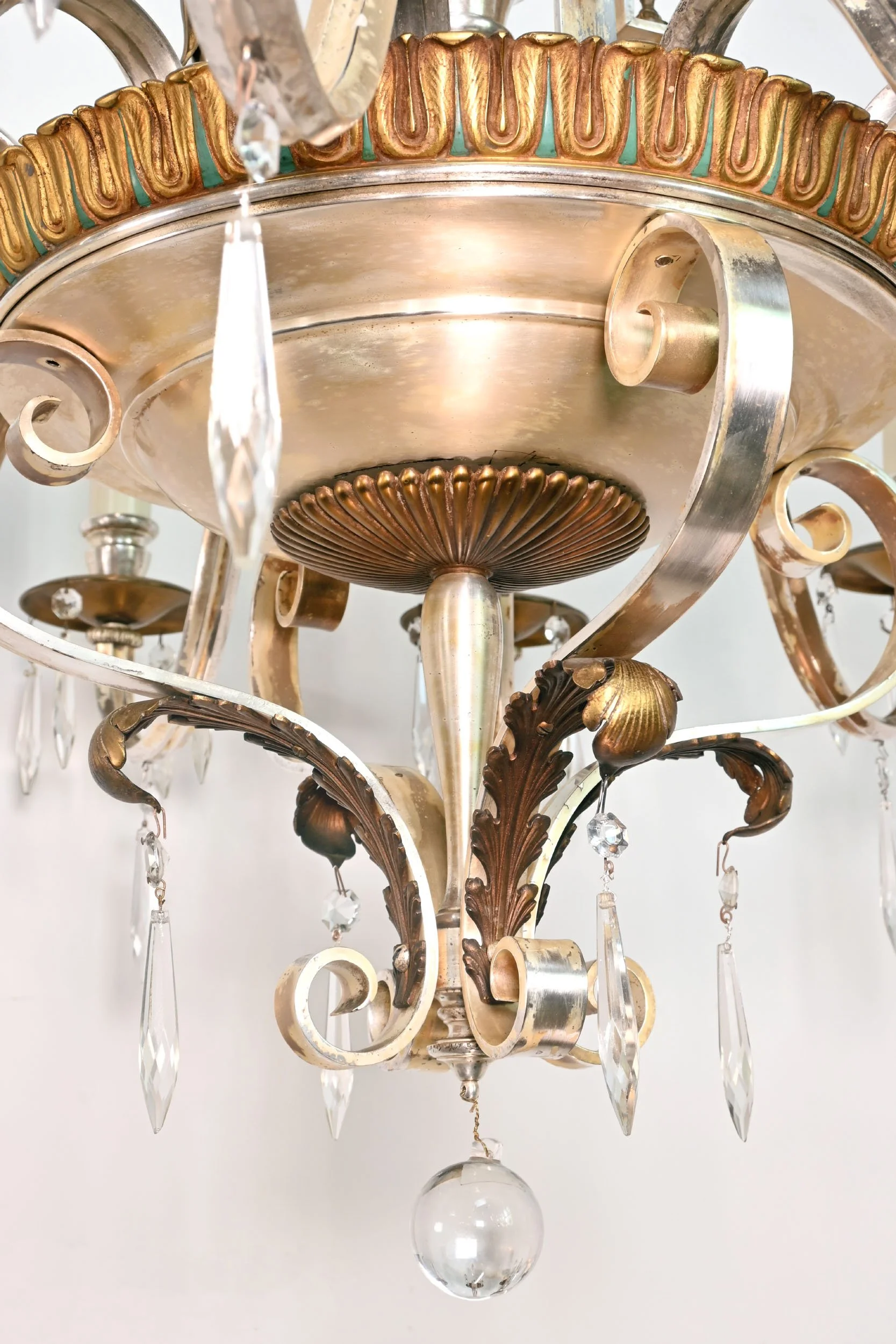 62721 twelve candle silver and brass chandelier with crystals 5.jpg