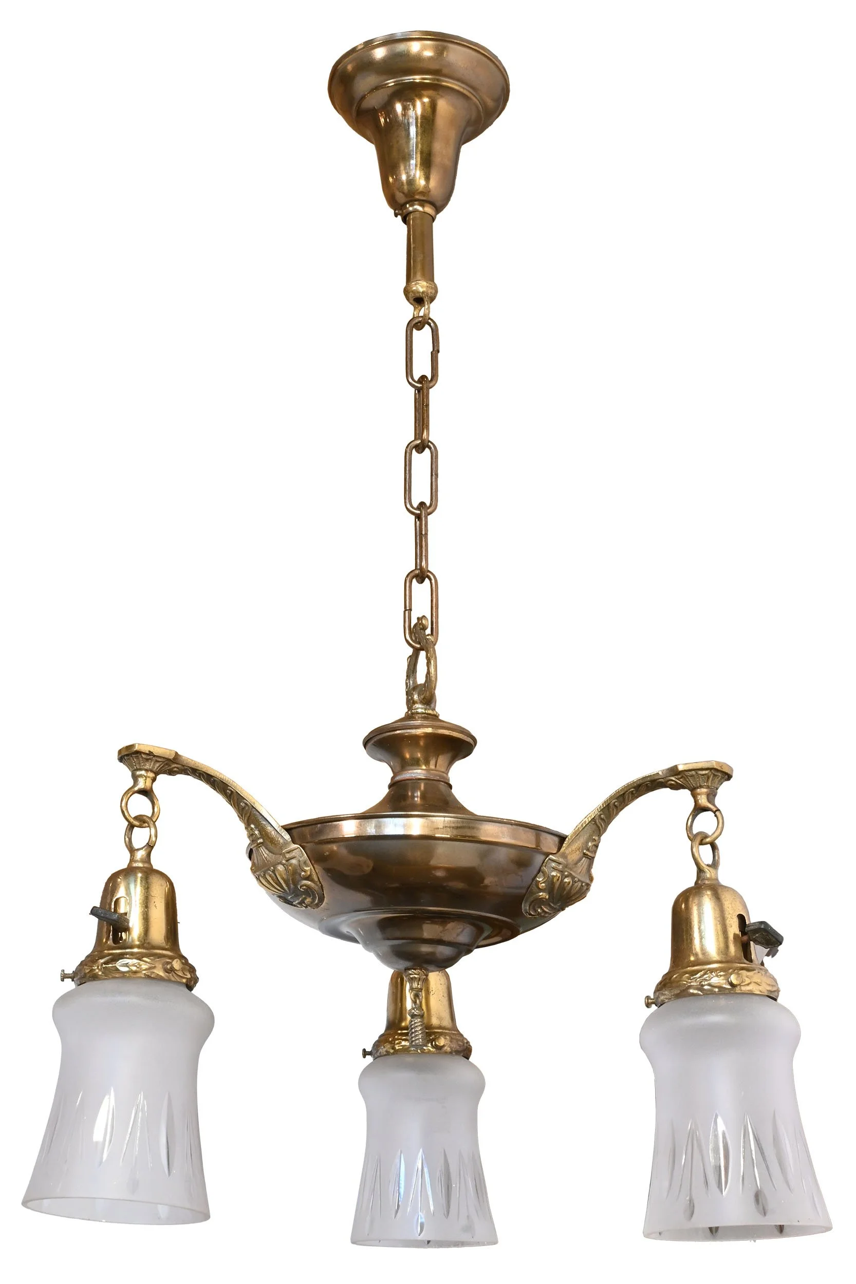 27496 three arm brass pan fixture with etched blade of grass shades 2.jpg