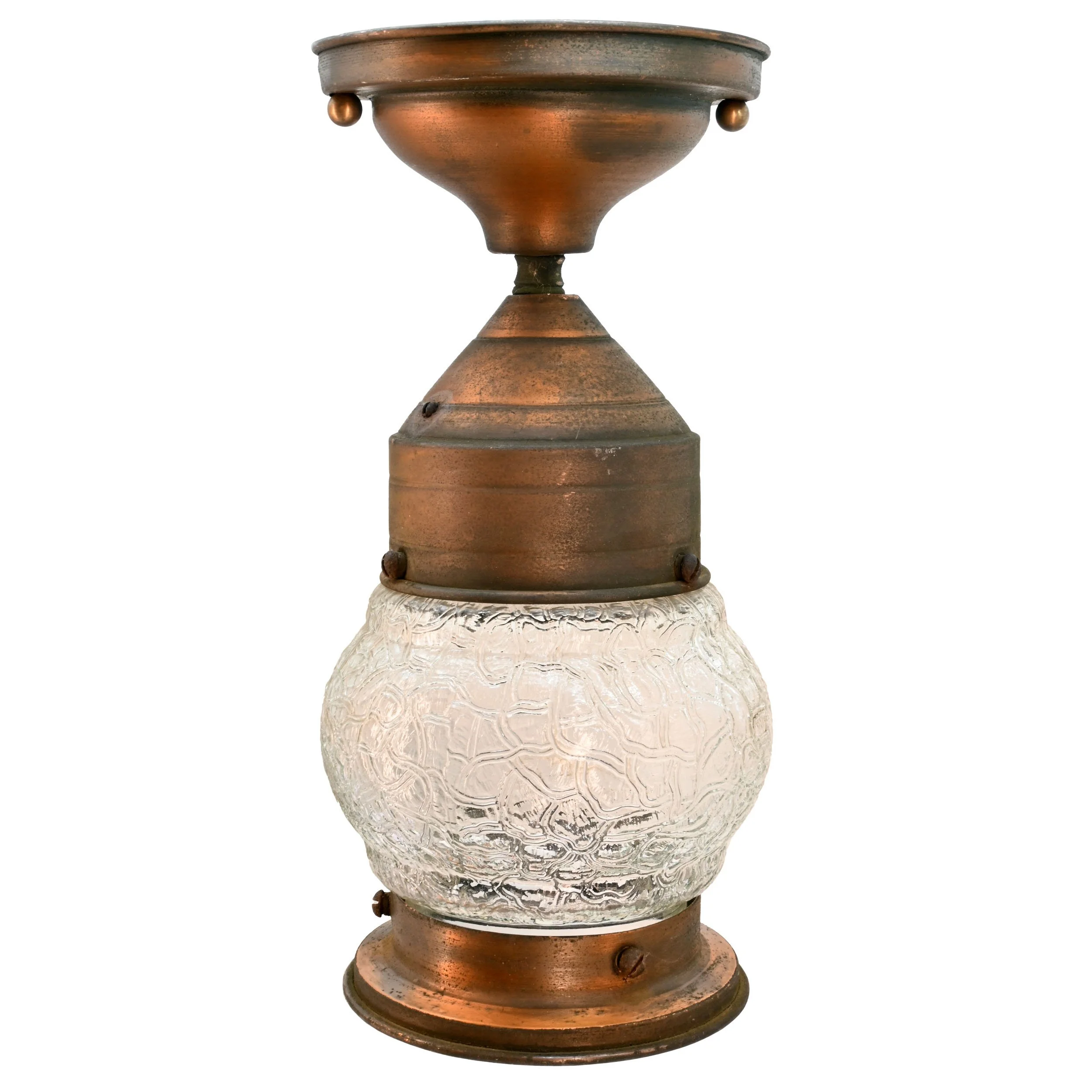 copper exterior flushmount with textured glass