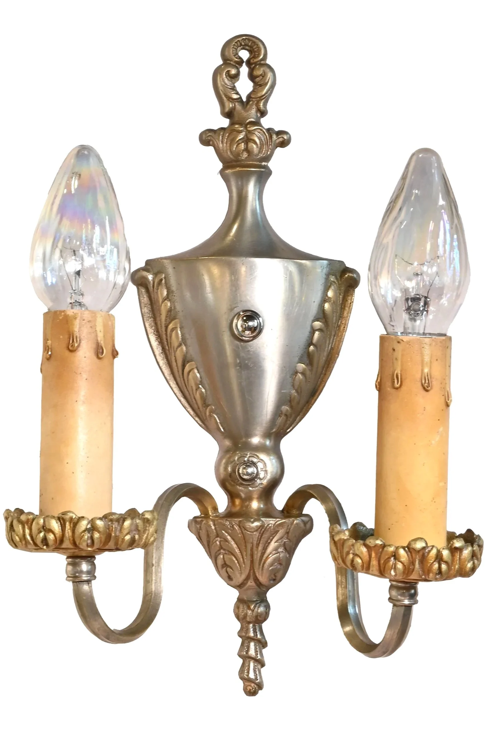 27877+pair+of+two+candle+nickel+and+brass+finish+sconces+with+leaves+and+drape+1.jpg
