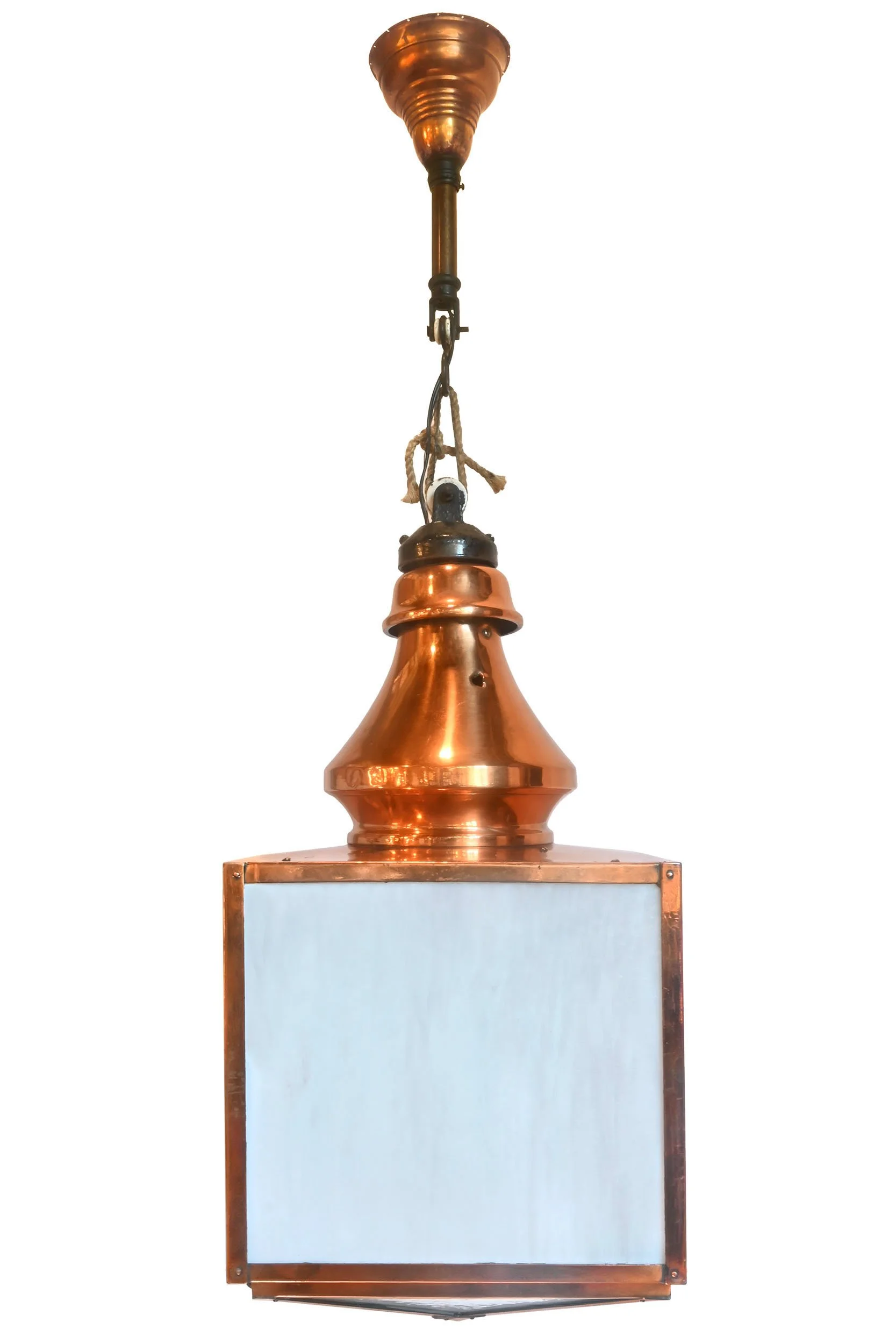 24903 oversized copper lantern pendant with white slag glass on glass pulleys 1.jpg