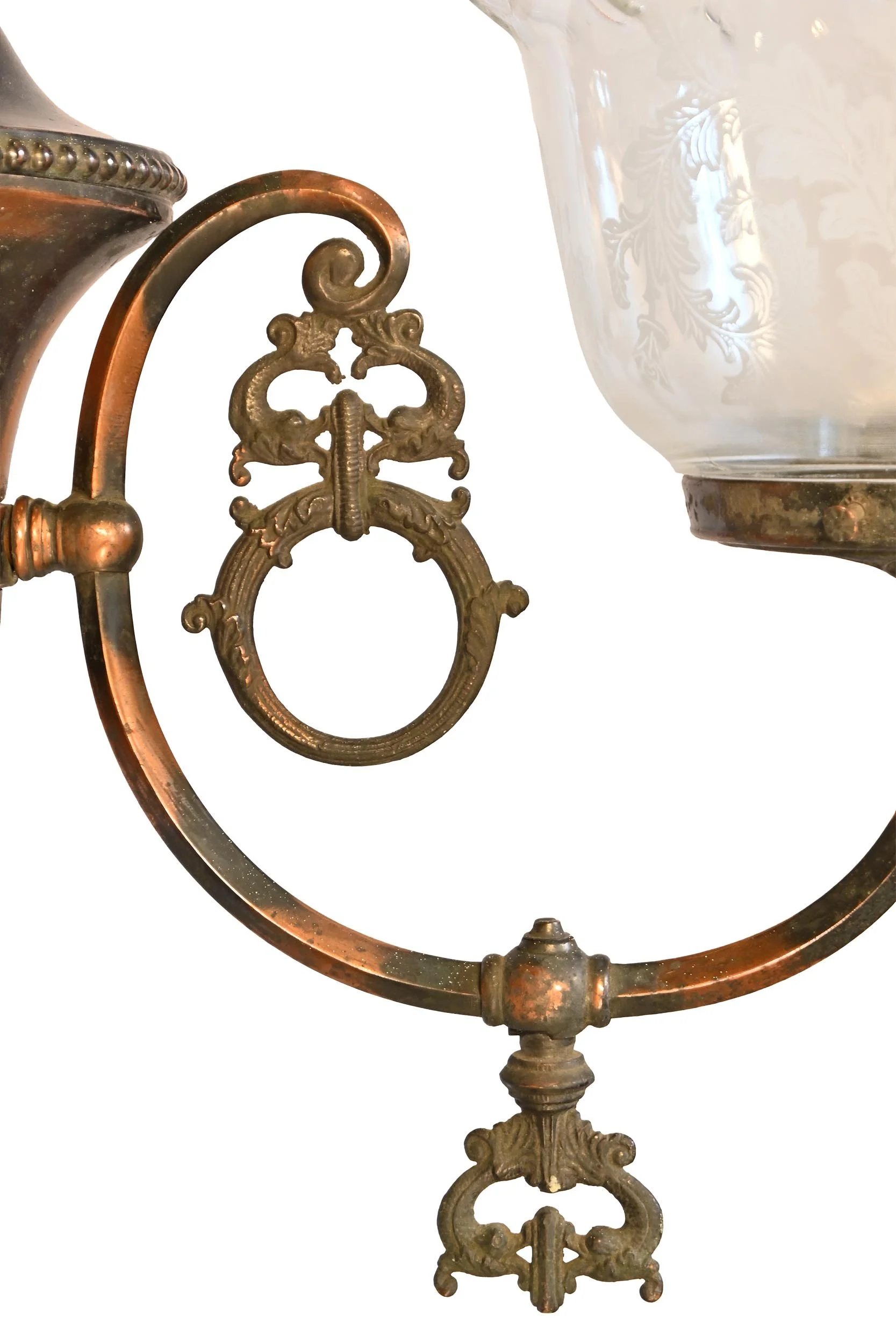 27912 gilt satin copper 2 arm early chandelier 3.jpg