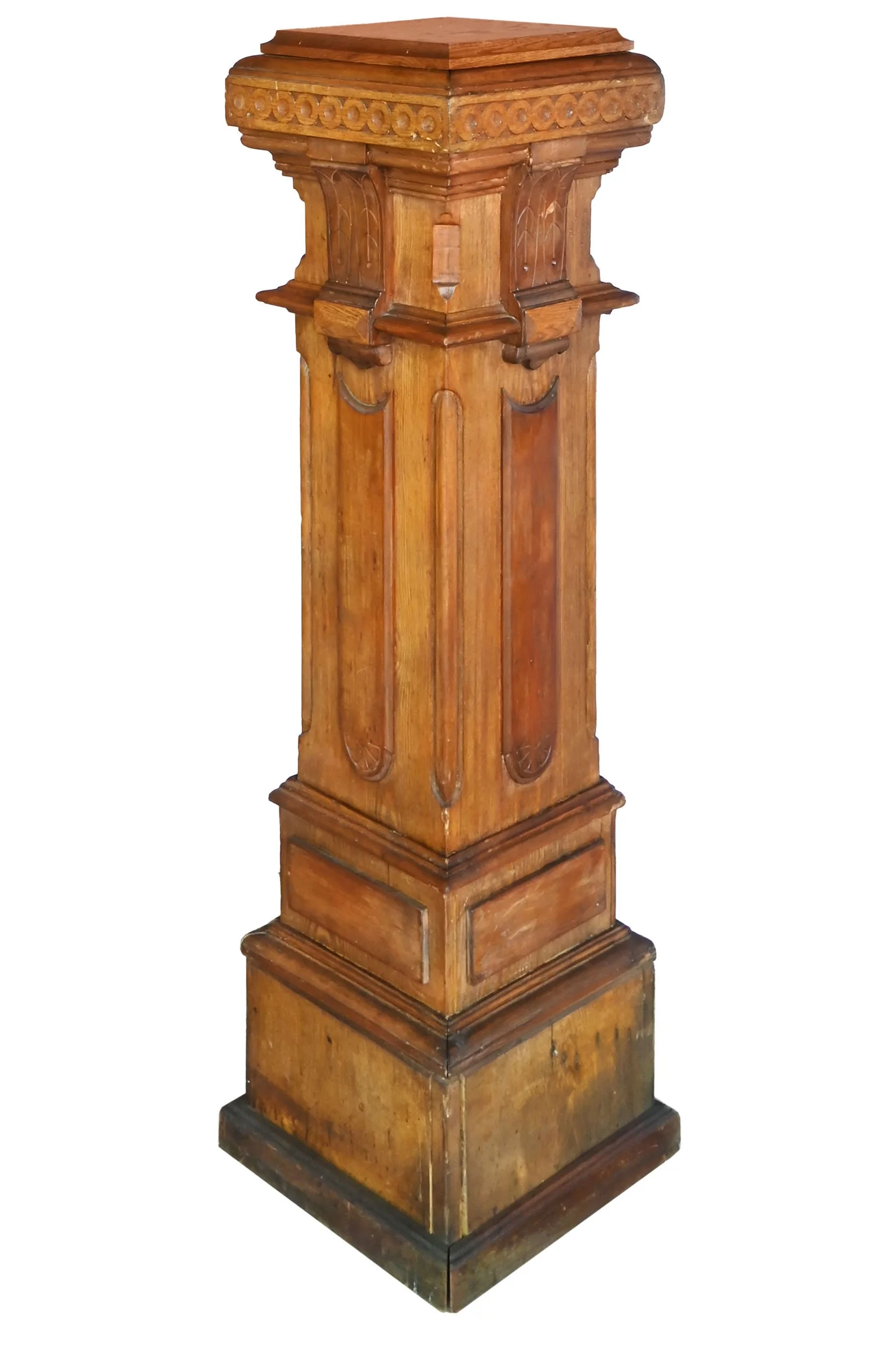 27687 large medium oak newel post with light eastlake carving 2.jpg