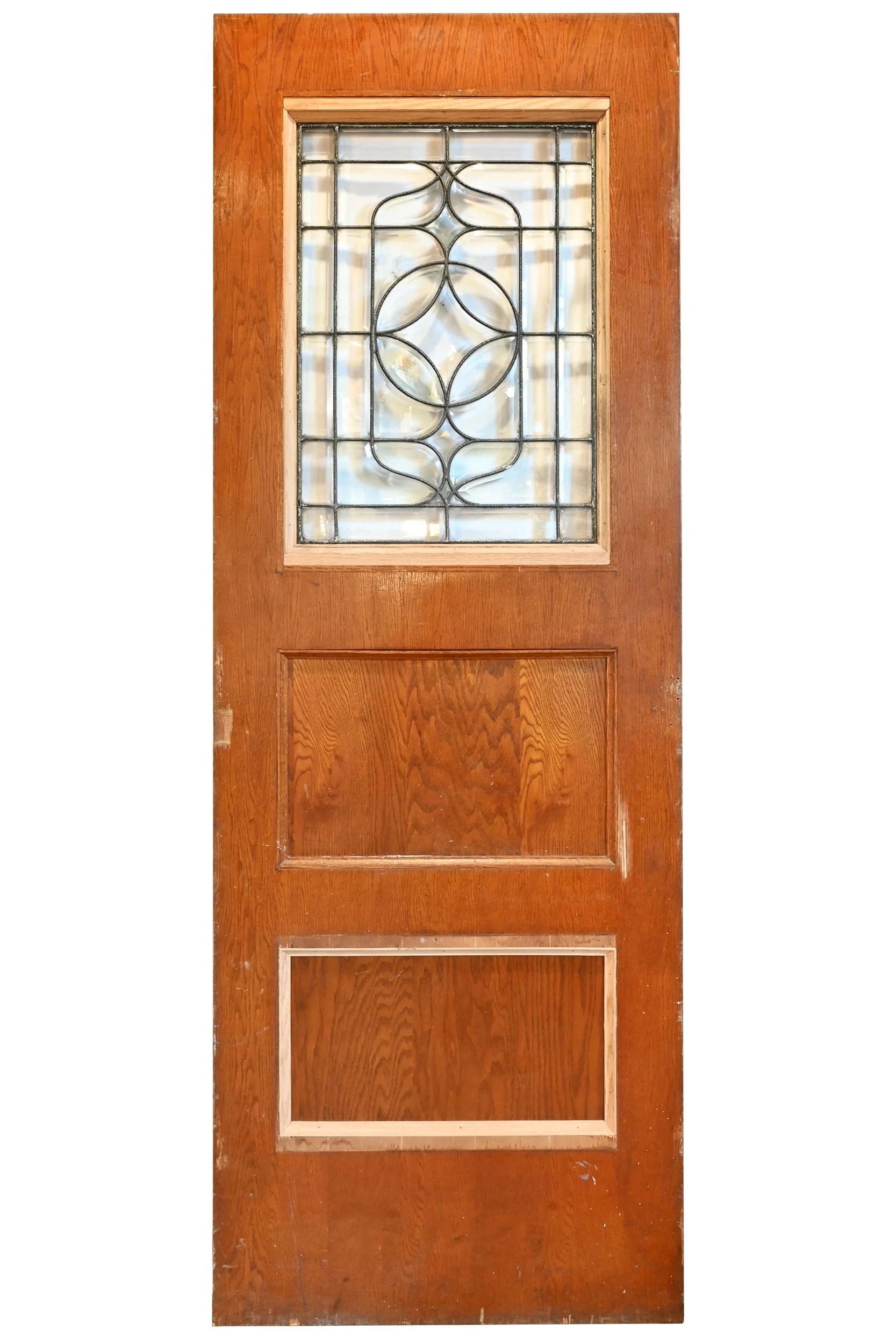 25606 oak two panel door with beveled leaded glass window 1.jpg