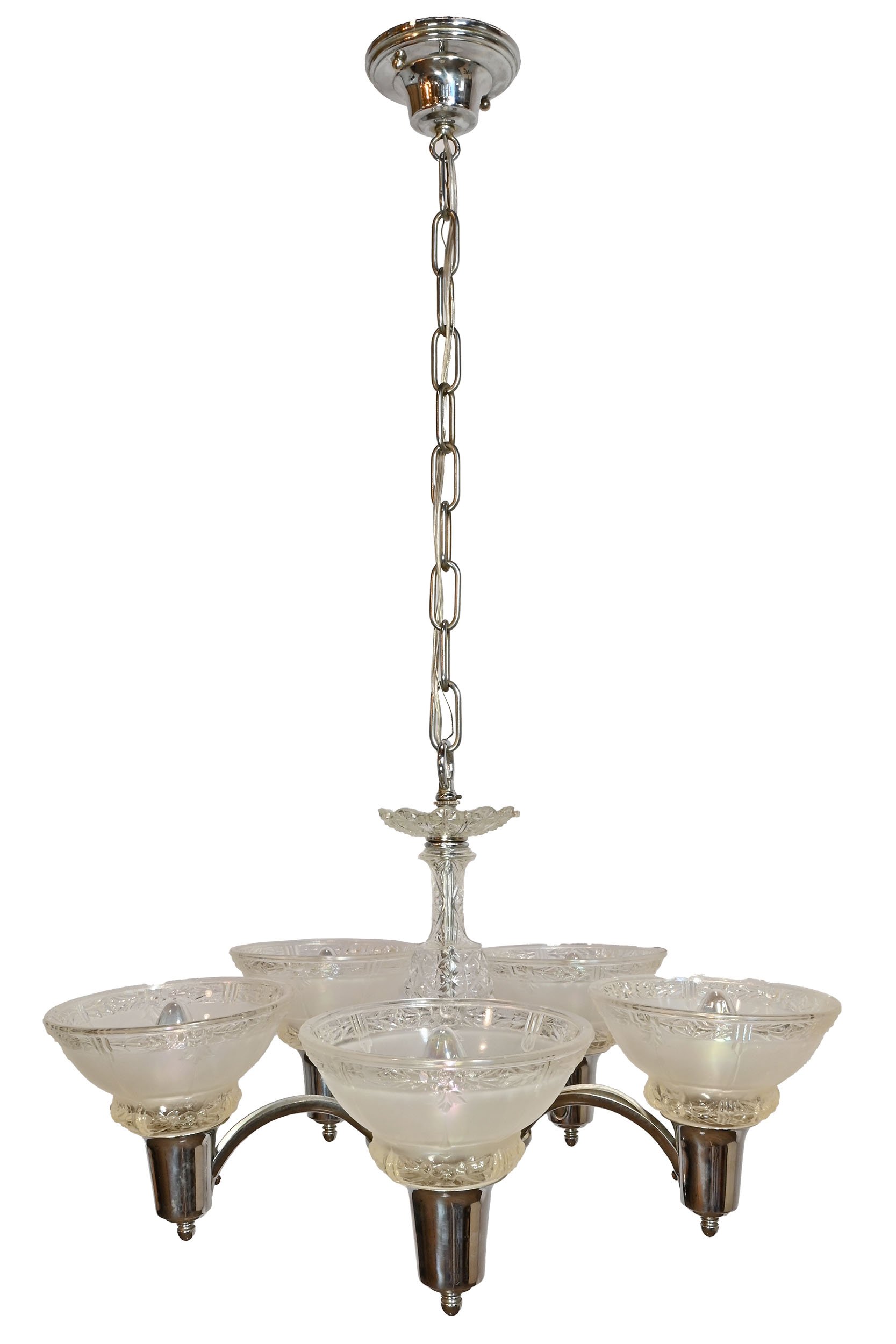 27071 chrome five light chandelier with frosted bowl shades 1.jpg