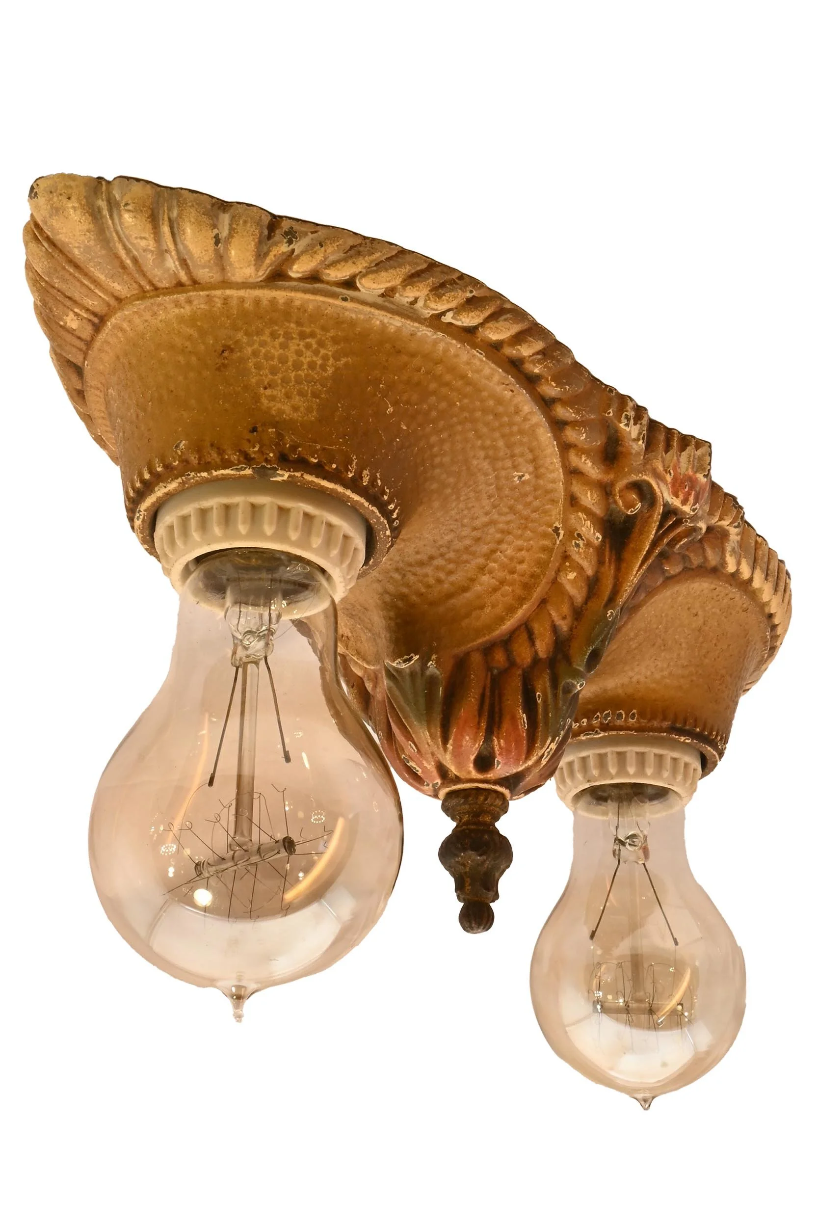 moe bridges acanthus & roped 2 light bare bulb ceiling hugger