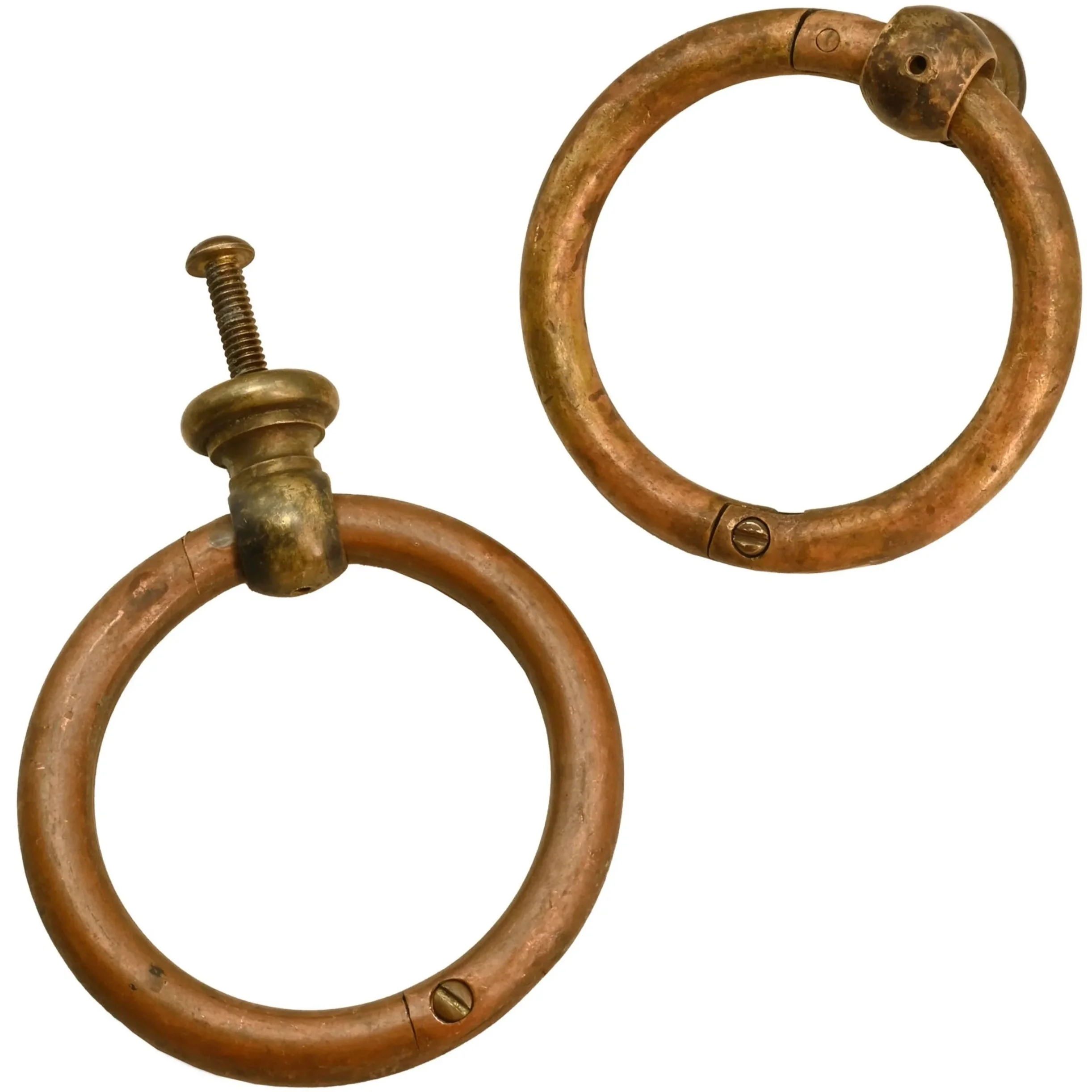 pair of 3.5 inch cast brass drop ring pulls