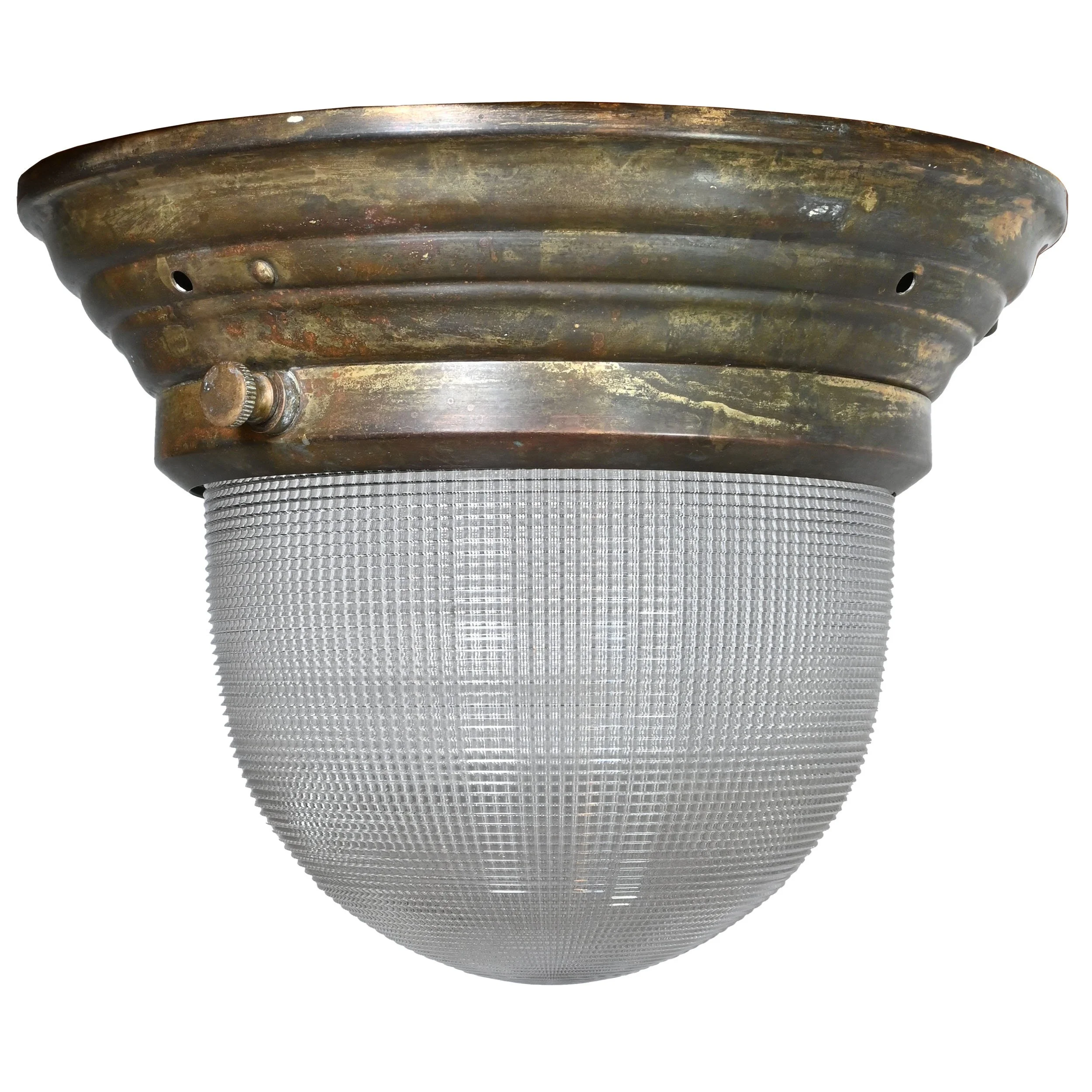 27318 holophane dome shade on hinged brass flush mount 3.jpg