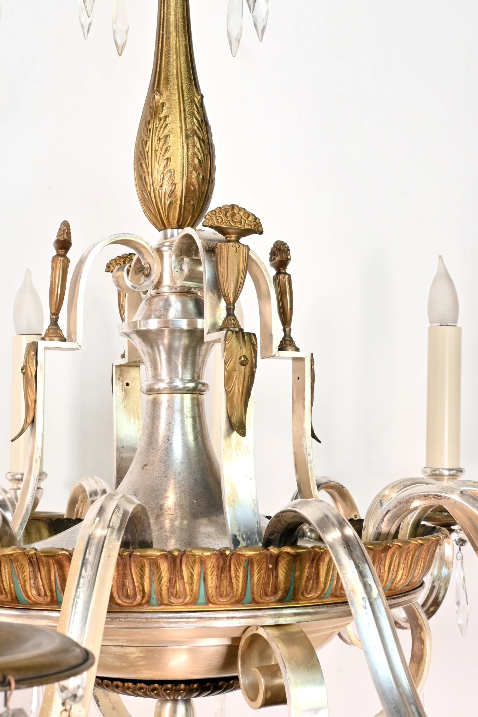 62721 twelve candle silver and brass chandelier with crystals 3.jpg