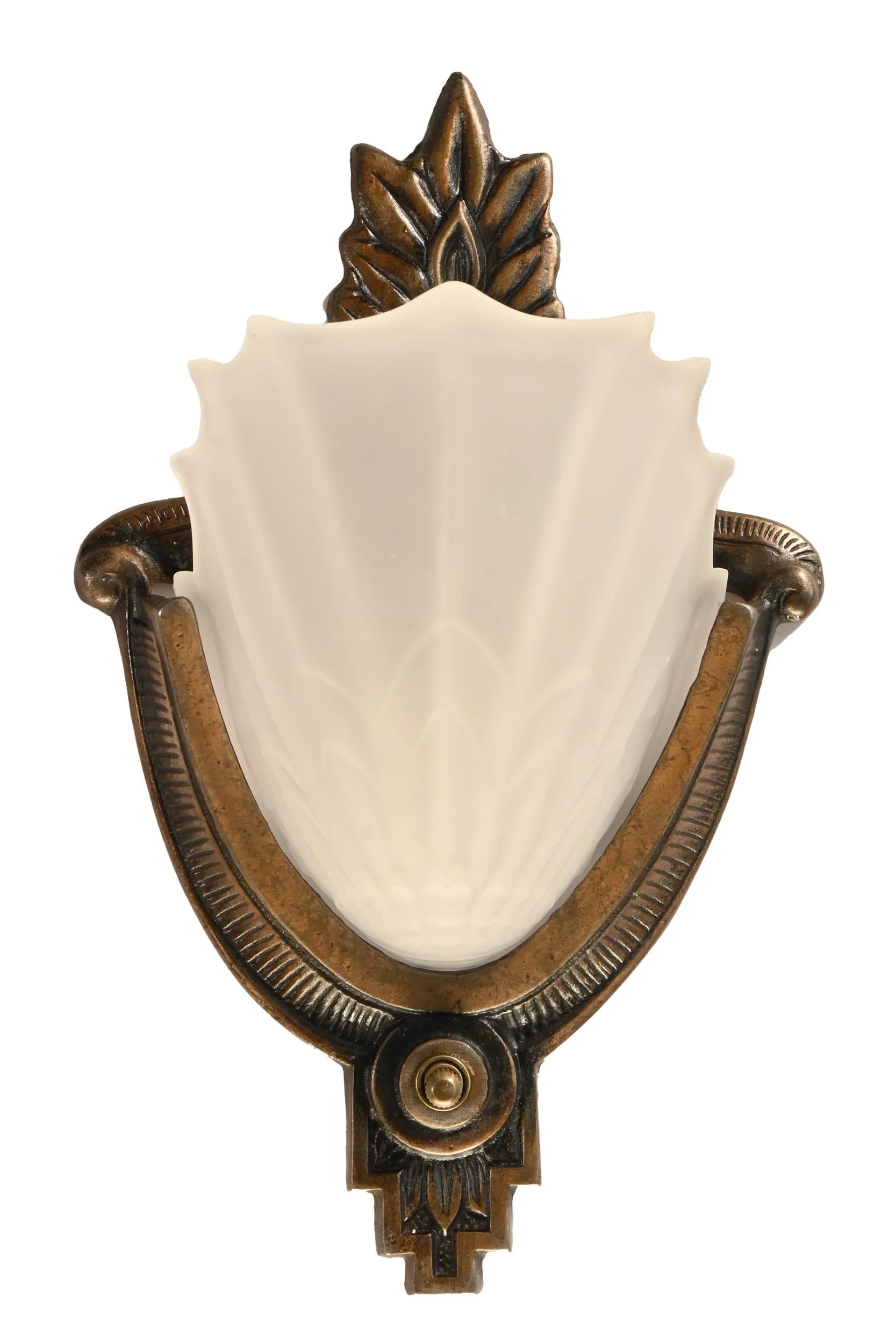 electrolier slip shade sconce pair bronze over iron