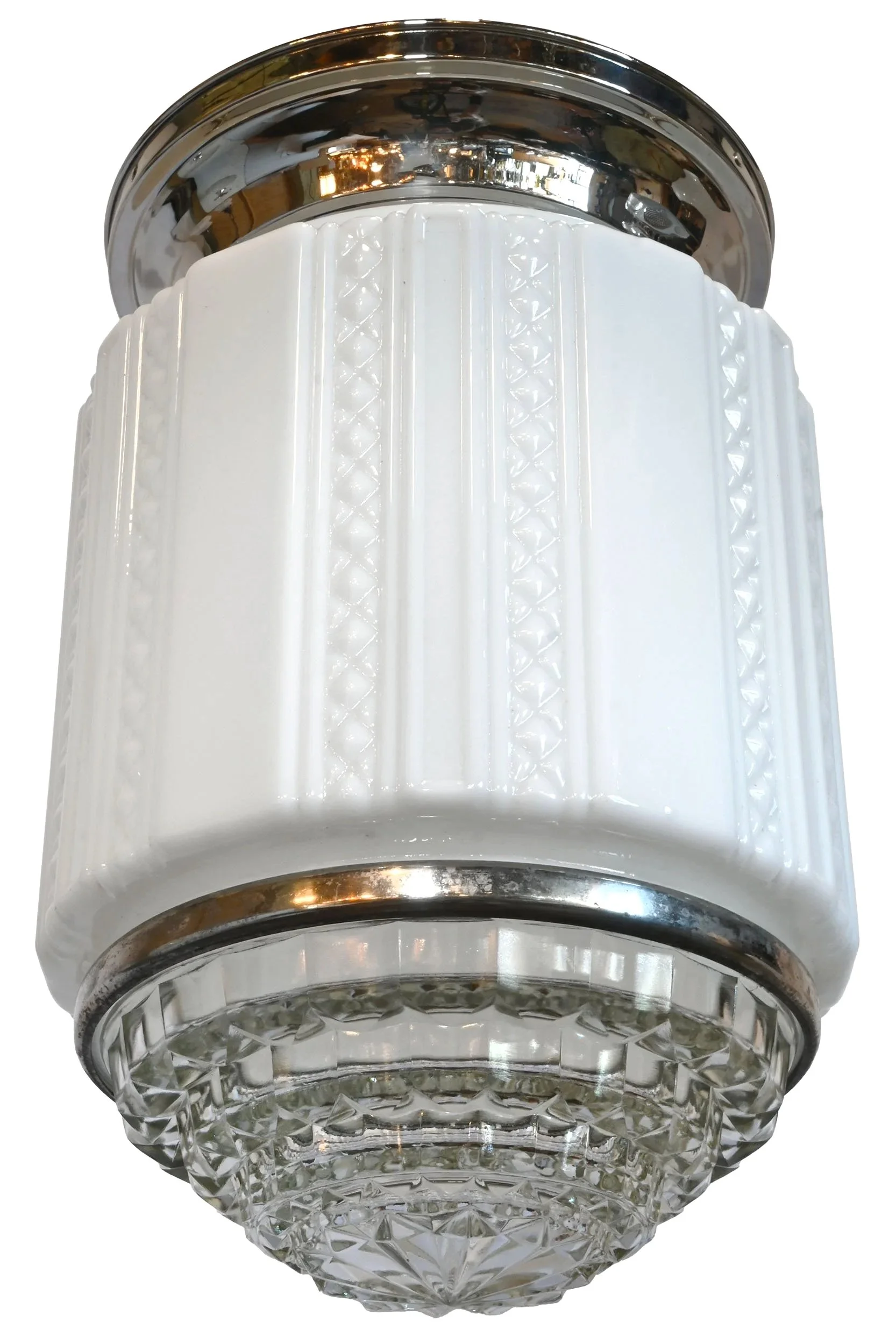 27550+lattice+fluted+milk+glass+shade+with+prismatic+bottom+lens+on+nickel+flush+2.jpg