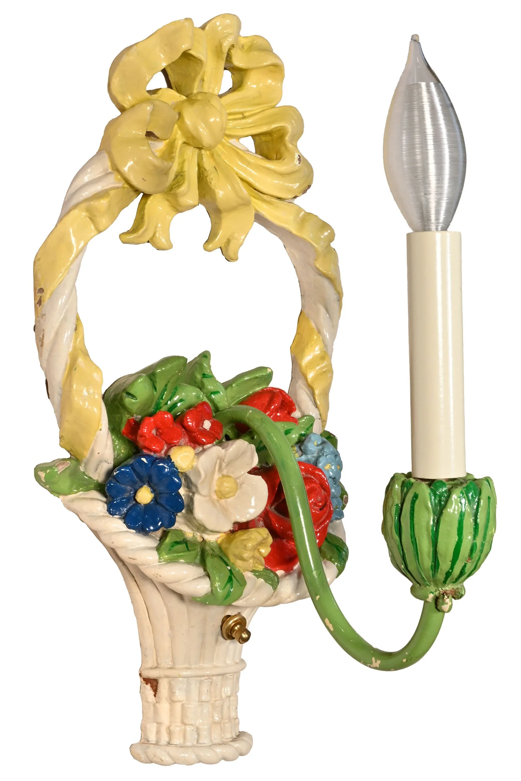 26230 pair of colorful floral basket plaster sconces with bow 5.jpg