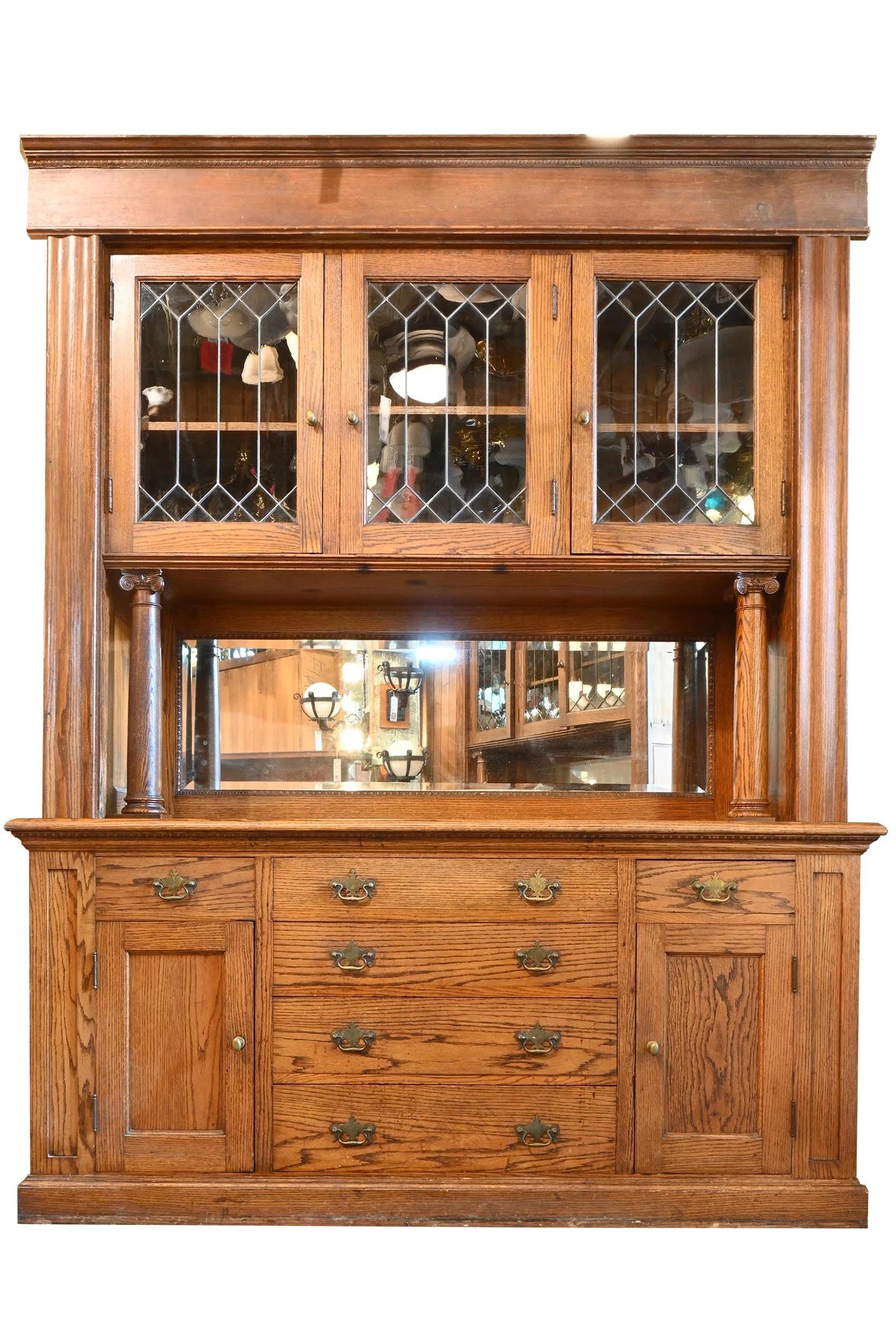 27461 leaded glass oak builtin buffet.jpg