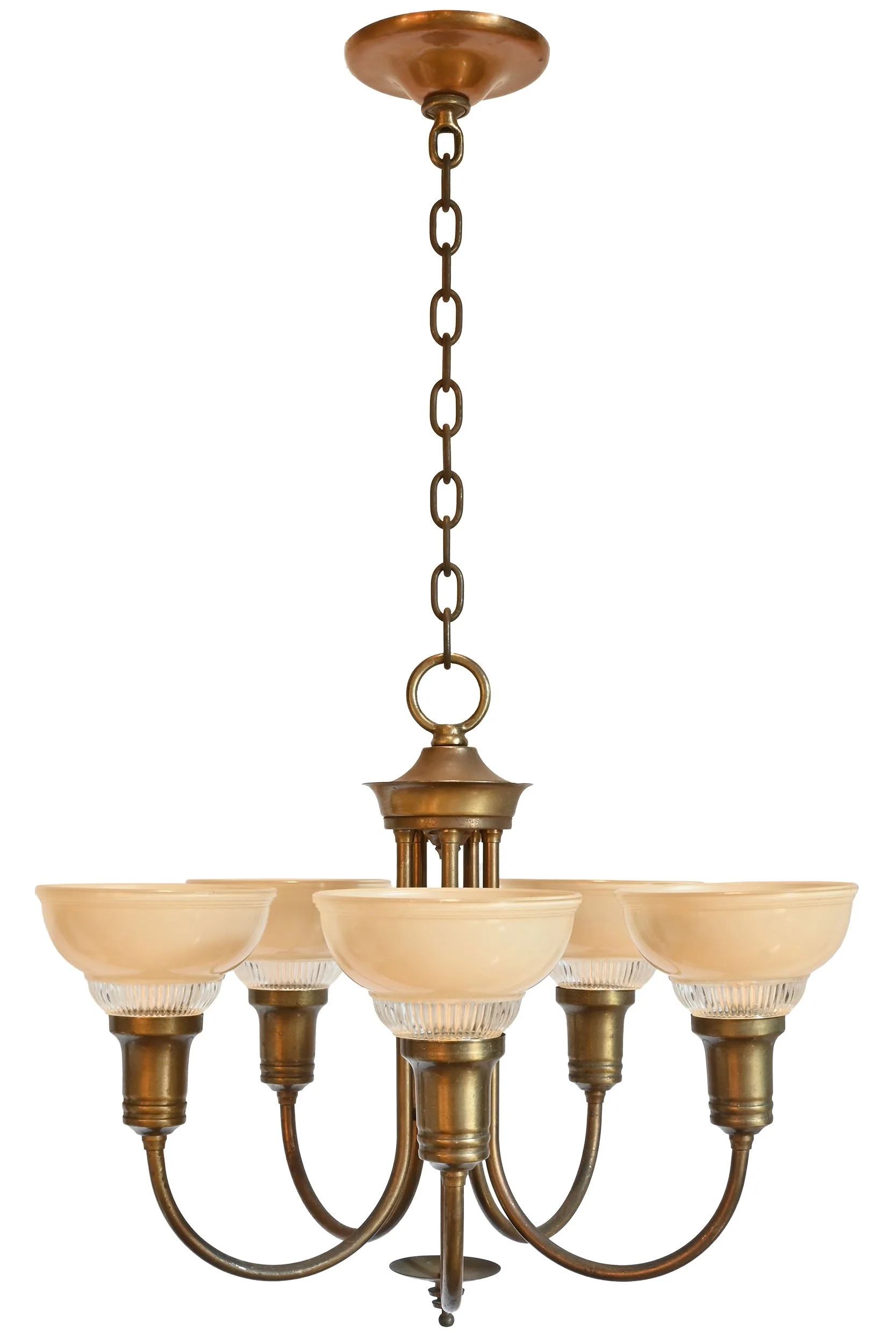 27591 midcentury five arm chandelier with cream and clear gravity shades 1.jpg