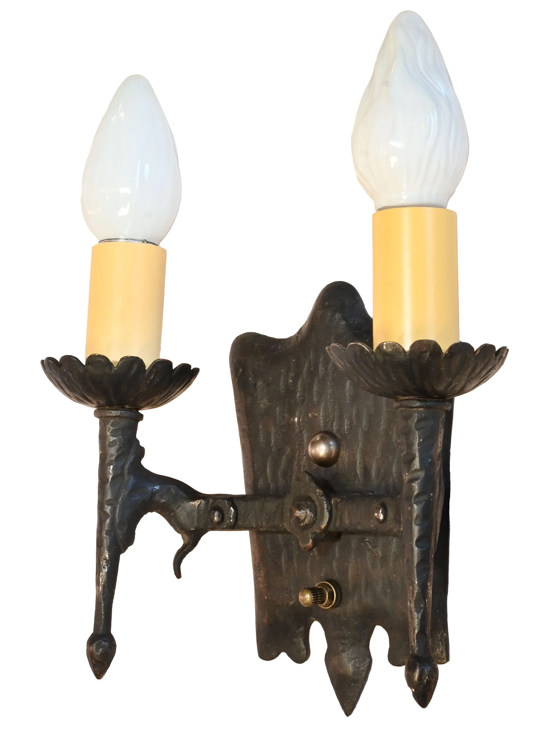 27332 pair of hammered two arm cast iron sconces 2.jpg