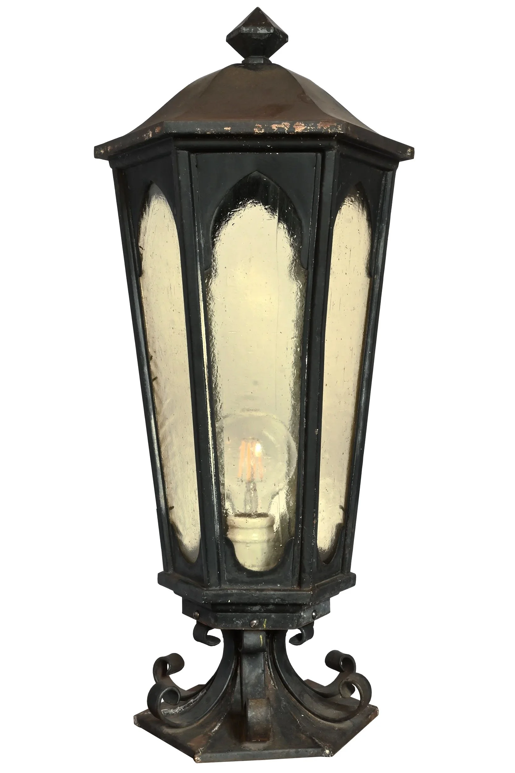 27411+black+painted+brass+and+steel+exterior+stanchion+post+pair+with+yellow+seeded+glass+2.jpg