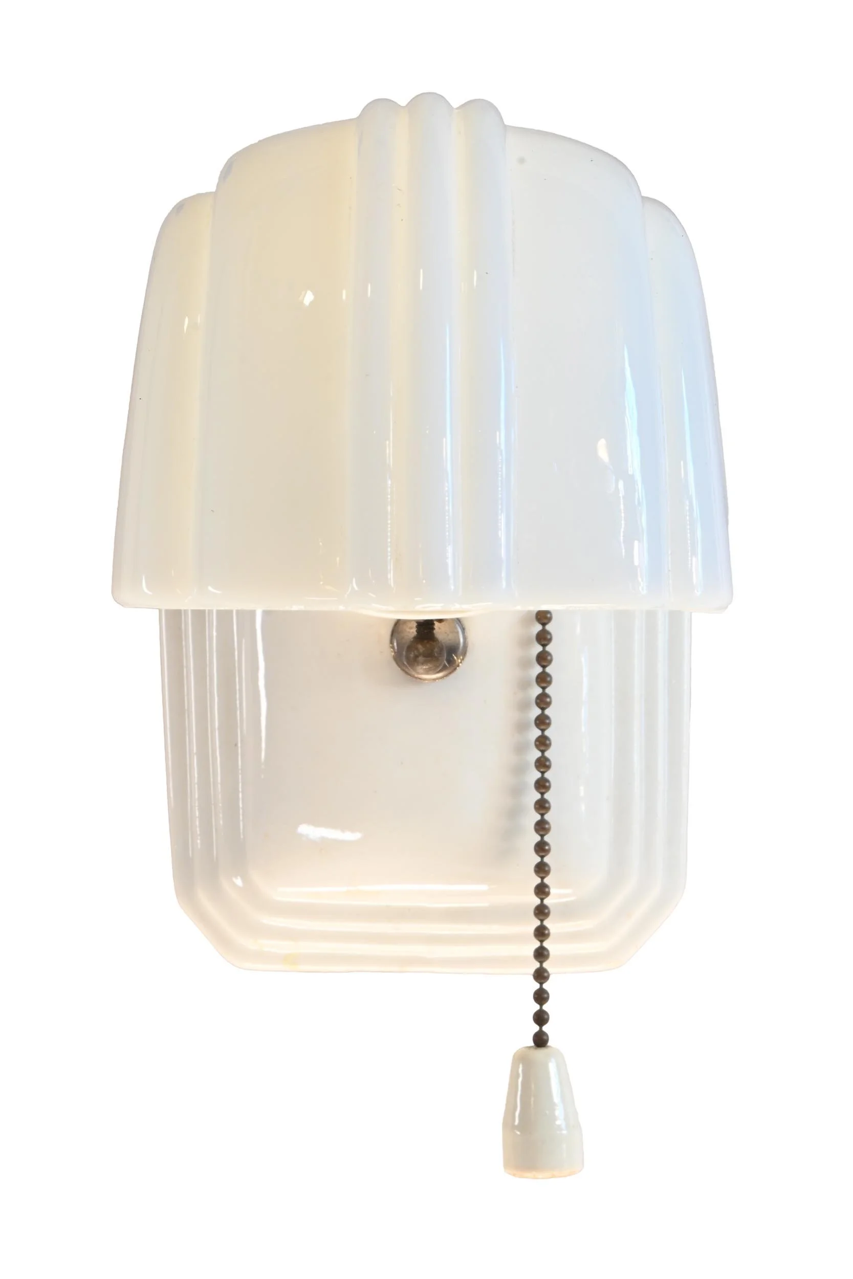 porcelain bathroom sconce pair with deco milk glass scoop shades