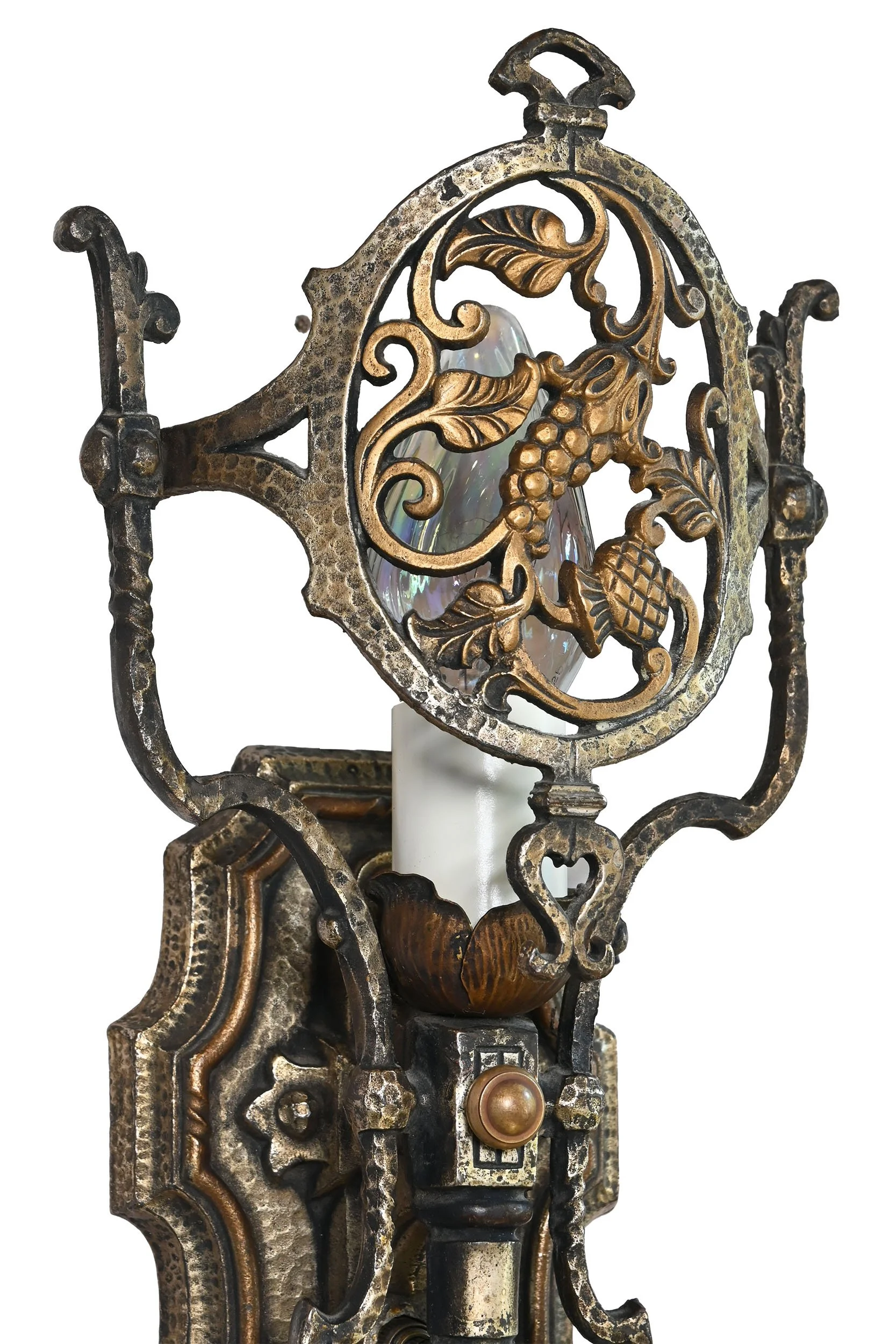 27793 lincoln mfg hammered brass sconce with grape design 3.jpg