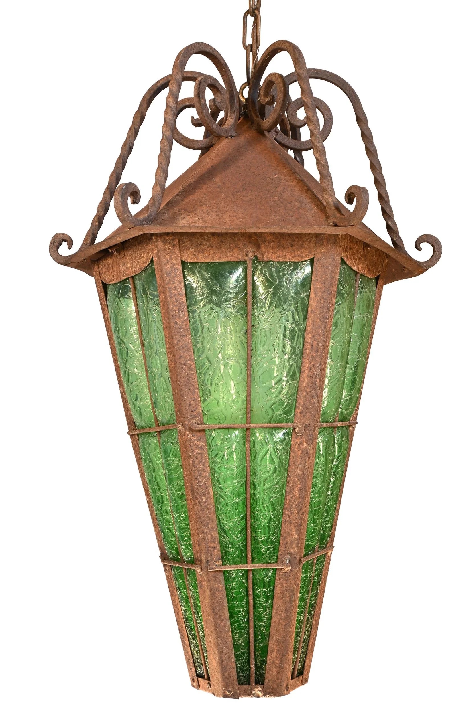 27471 wrought iron blown green glass pendant 2.jpg