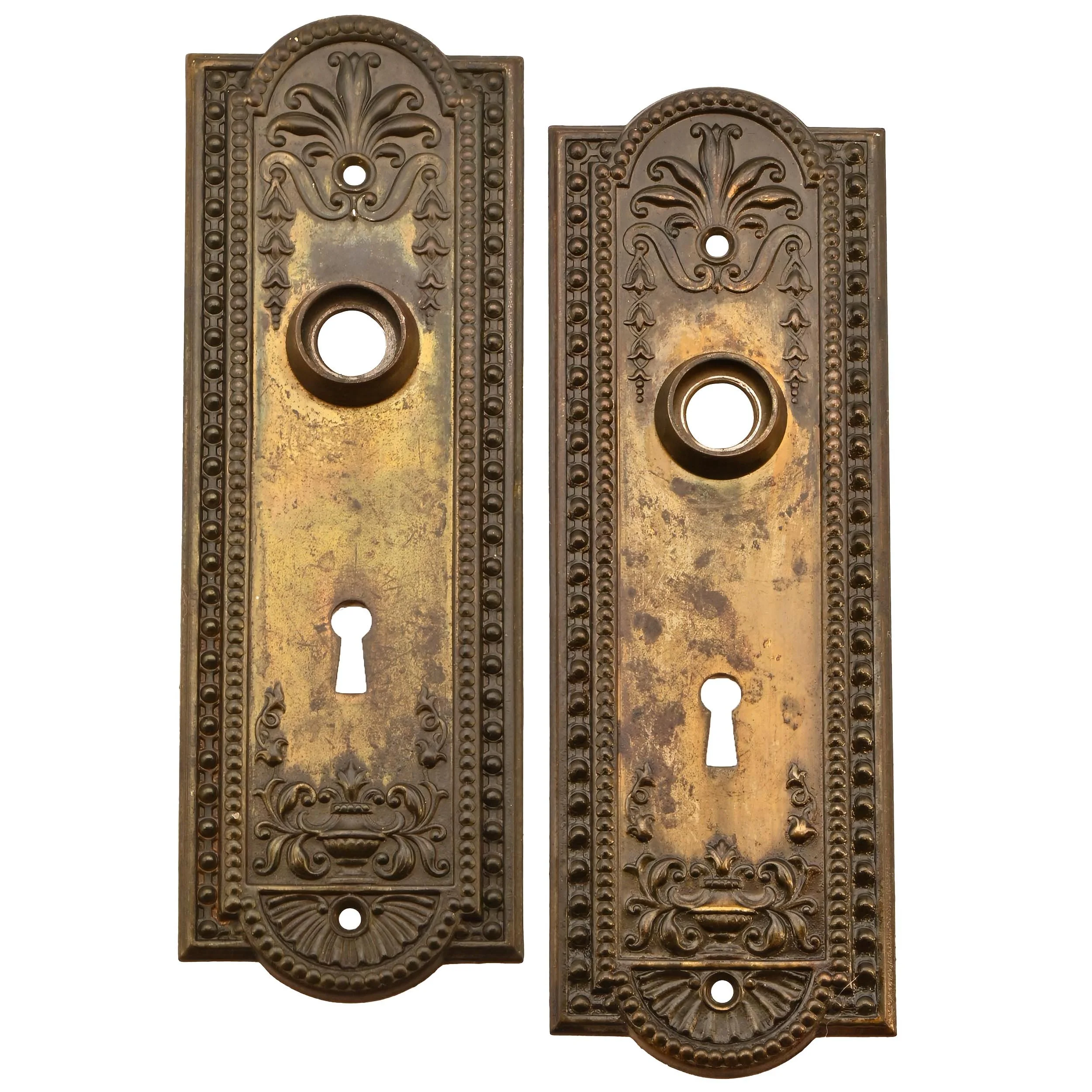 corbin hardware "como" pattern door backplate pair