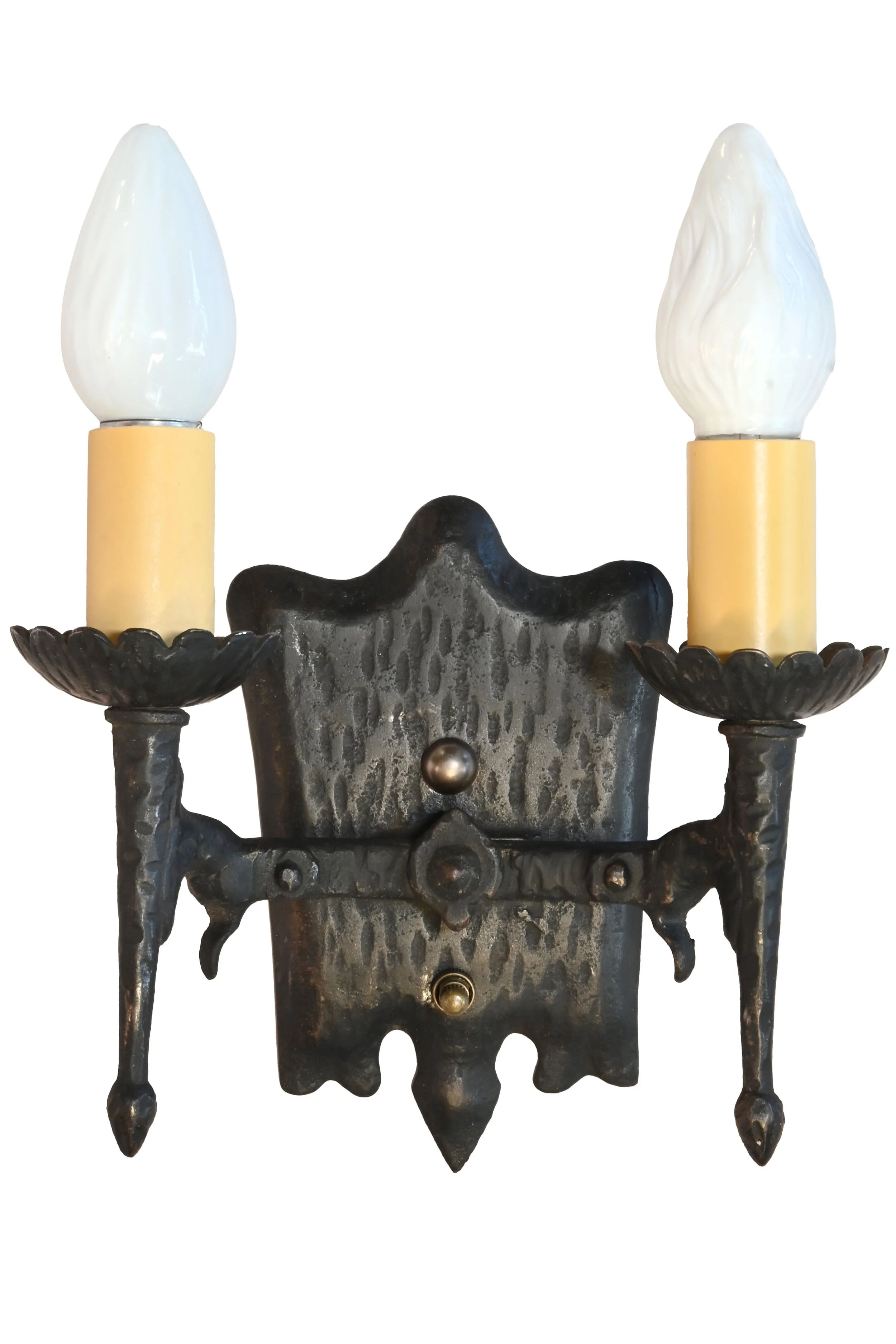 27332 pair of hammered two arm cast iron sconces 1.jpg