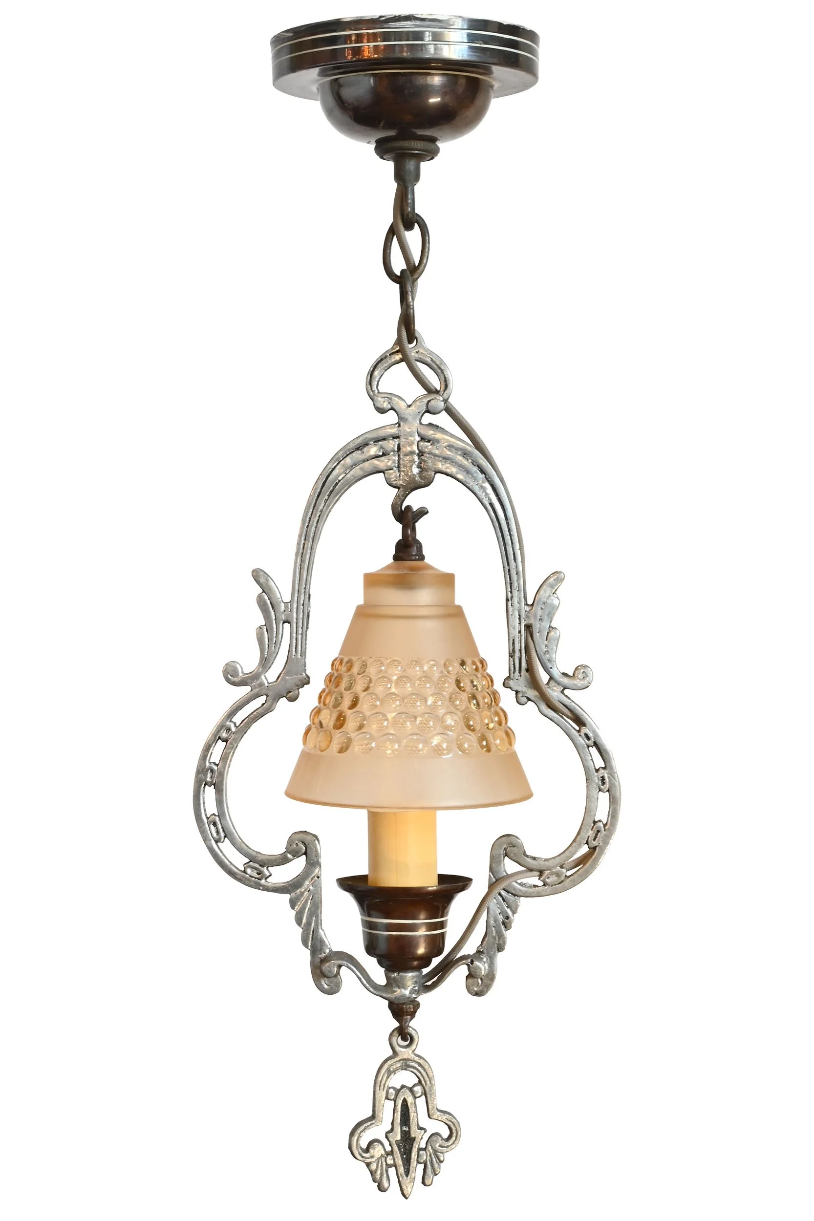27257 single candle silver deco pendant with light amber smoke bell 1.jpg