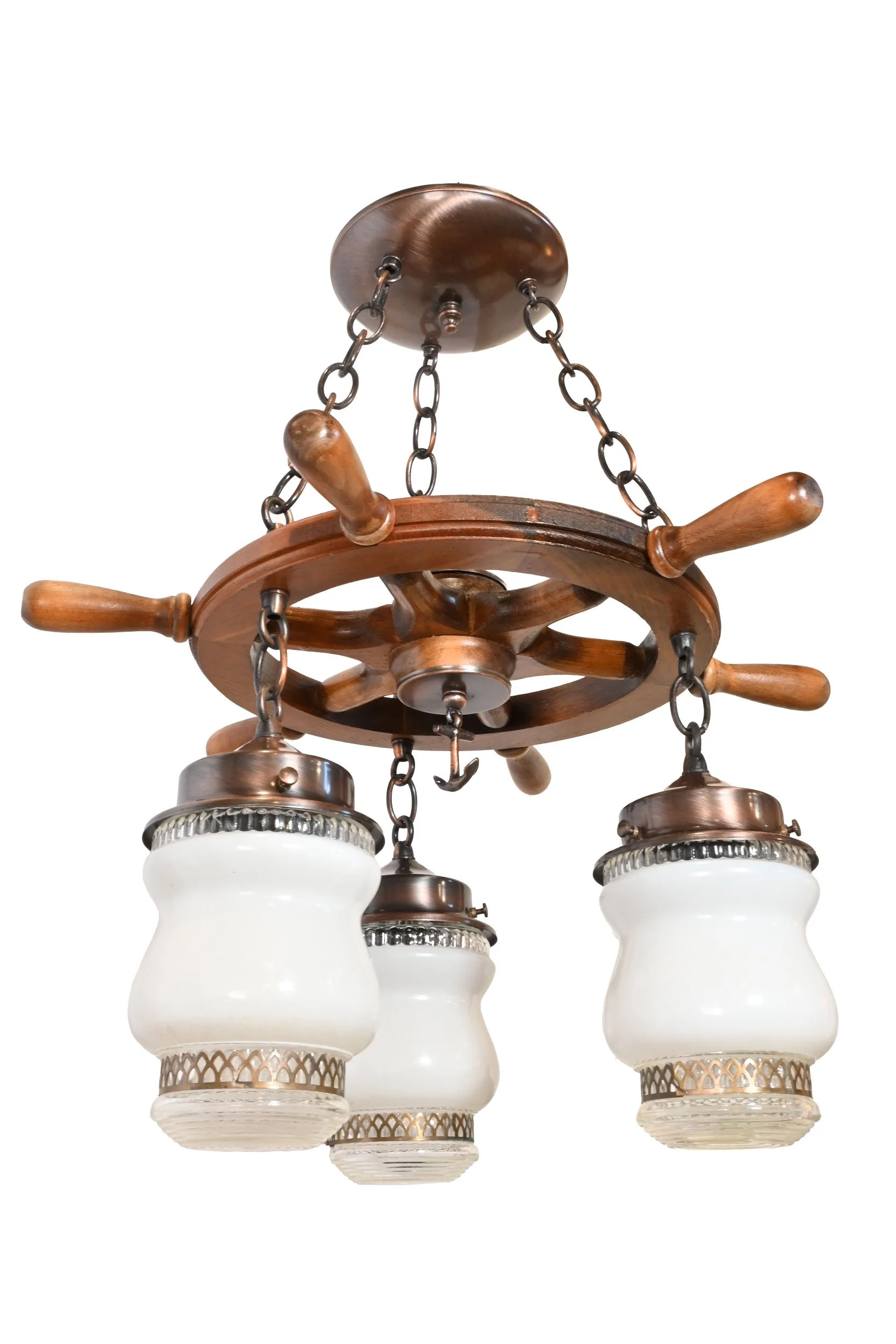 27033 midcentury modern wooden ships wheel three shade chandelier 2.jpg