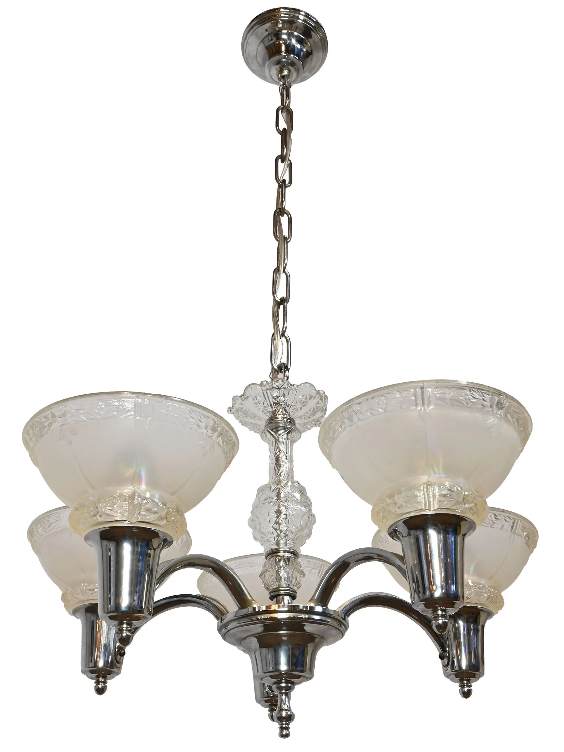 27071 chrome five light chandelier with frosted bowl shades 2.jpg