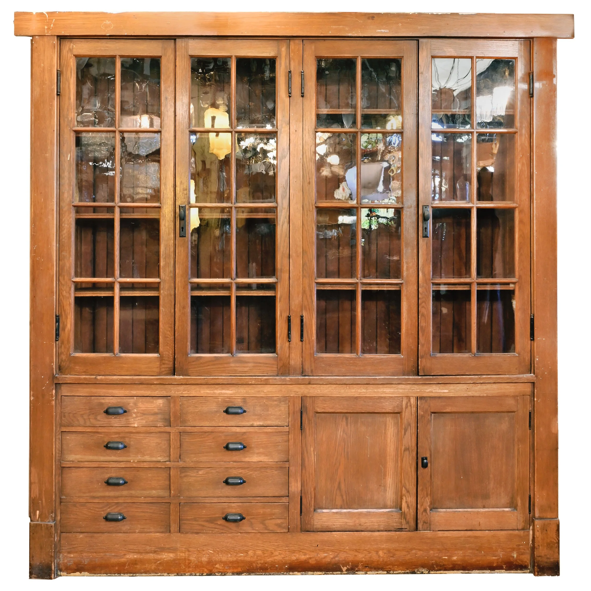 27193C oak four door and eight drawer schoolhouse cabinet 1.jpg