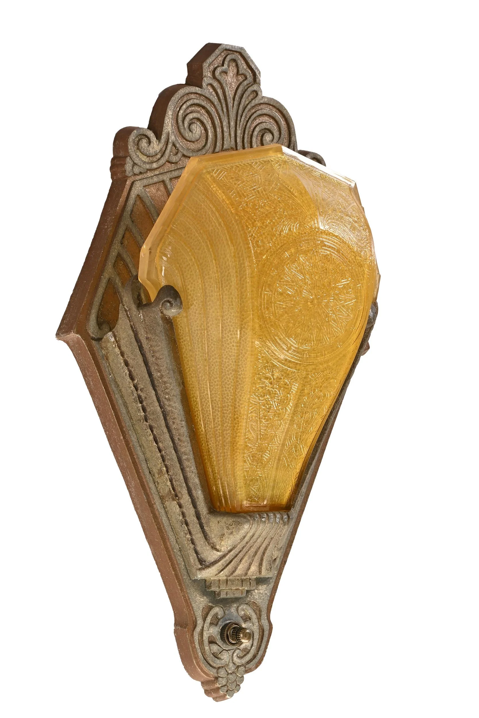 46707 riddle goldenrod glass slip shade sconce pair 3.jpg