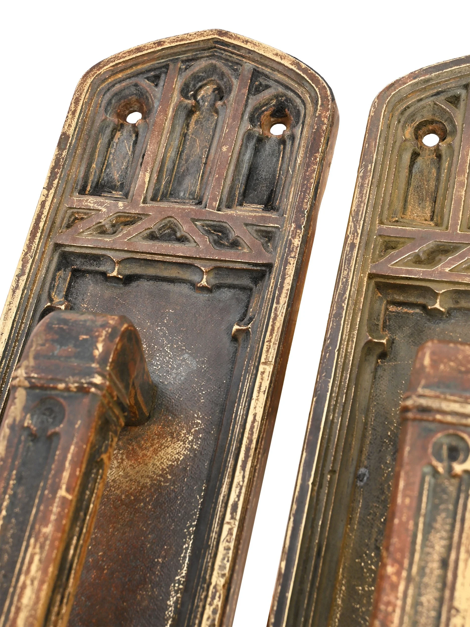 27351 pair of cast bronze and brass gothic door pulls 2.jpg