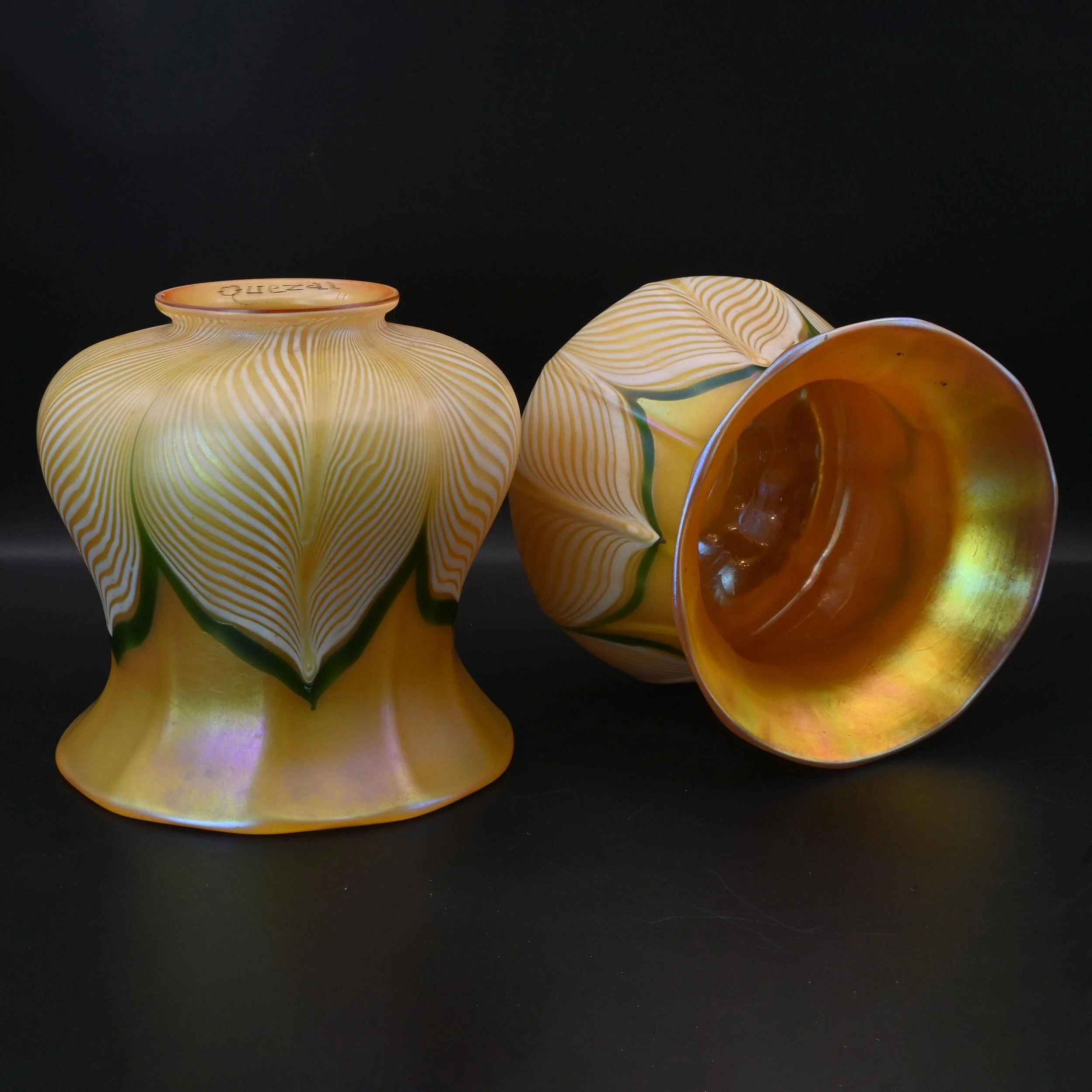 28035 quezal pulled feather gold aurene green pulled feather 1.jpg