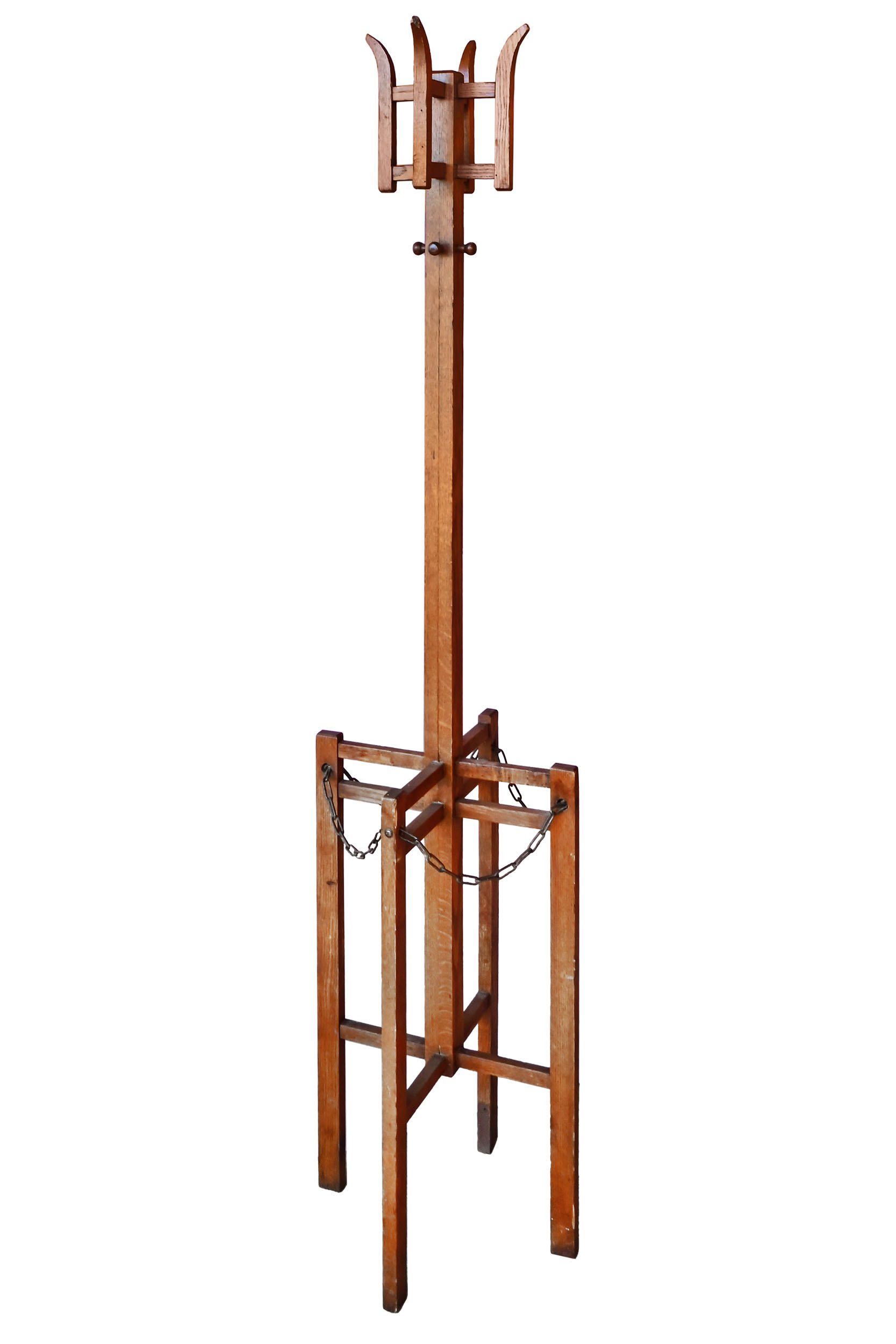 square oak mission coat rack with umbrella chain