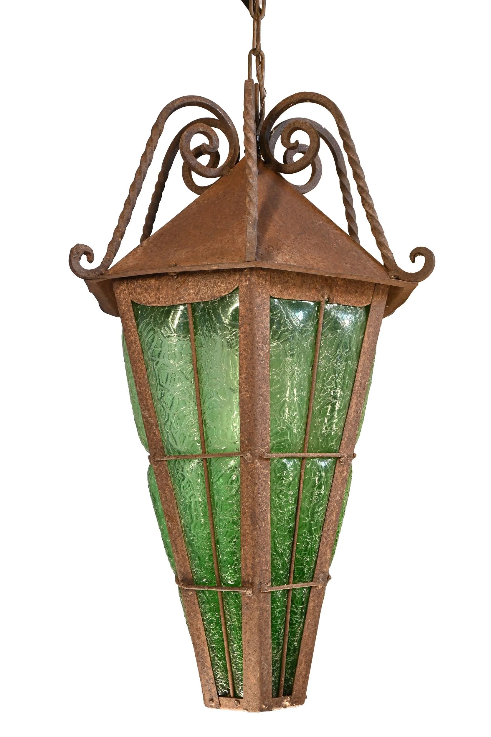 27471 wrought iron blown green glass pendant 1.jpg