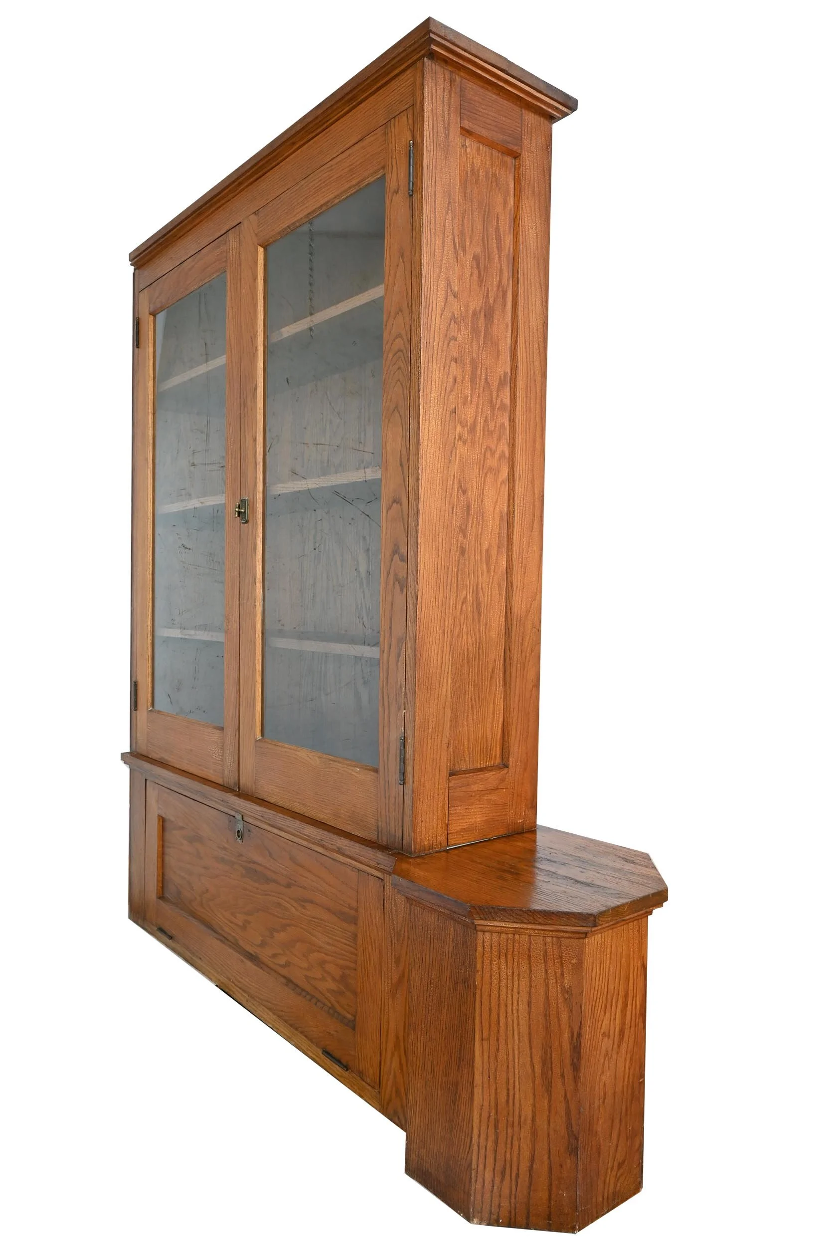 27008 oak double glass door bookcase 1.jpg