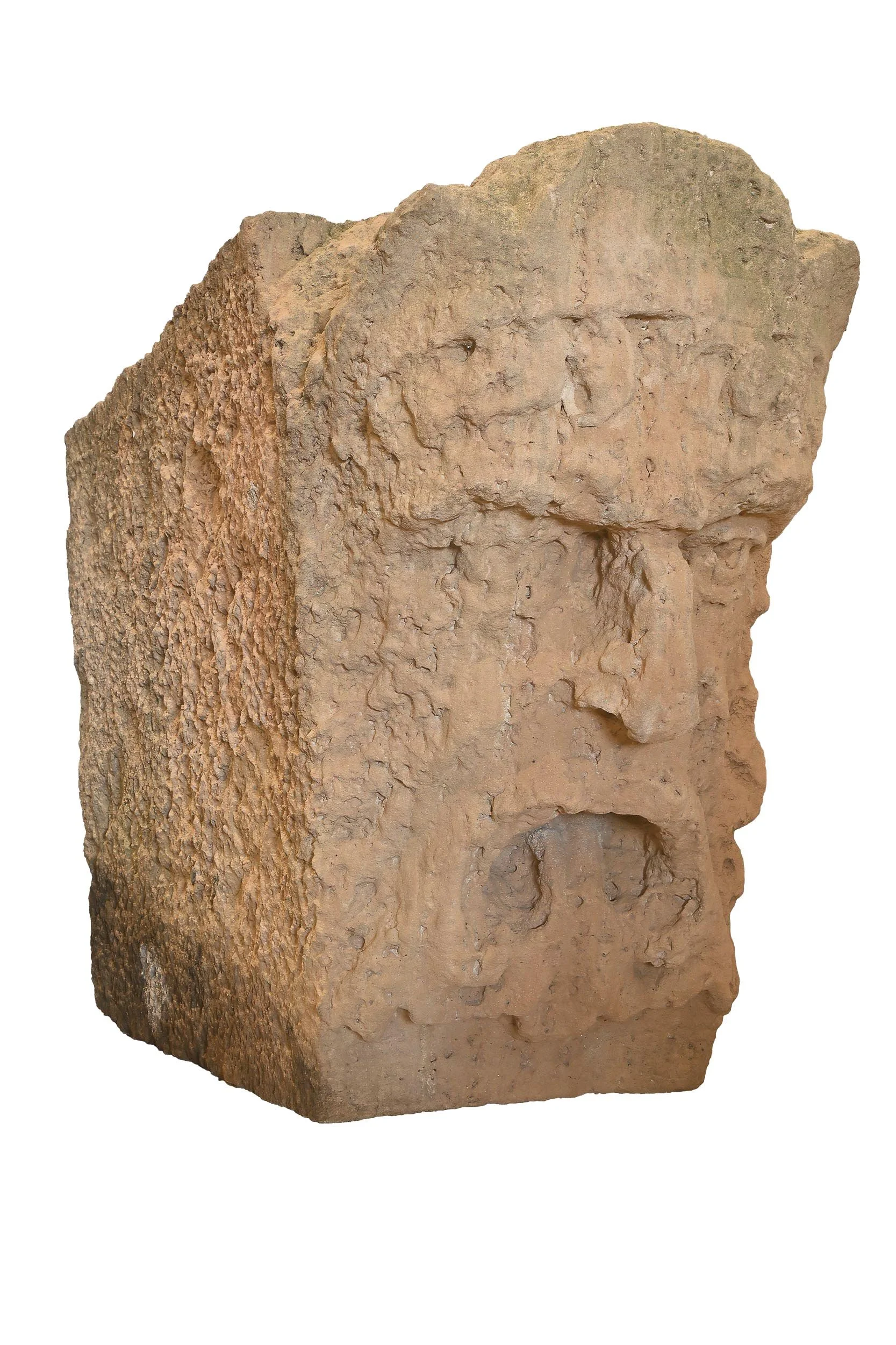 early old man garden limestone hand carved cap stone from private collector